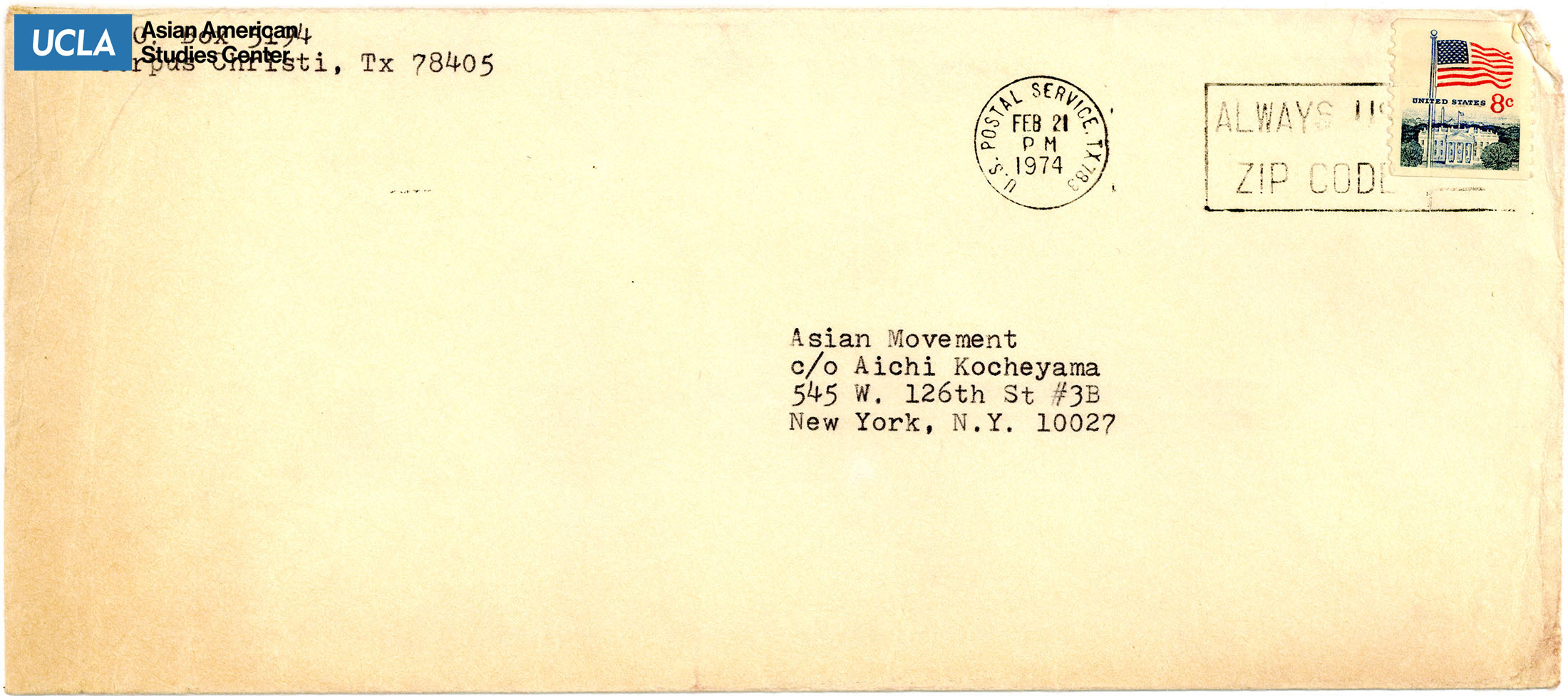 Envelope addressed to Aichi Kochiyama.