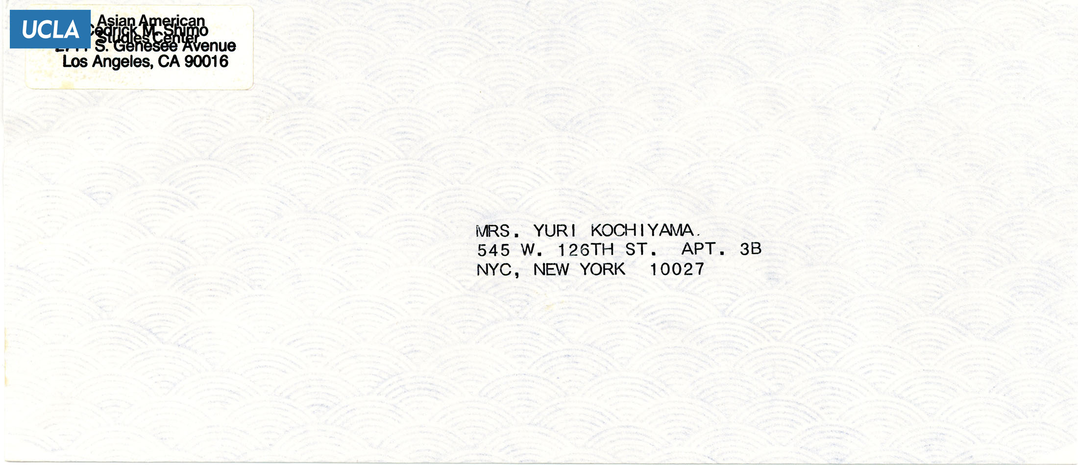 Envelope addressed to Yuri Kochiyama.