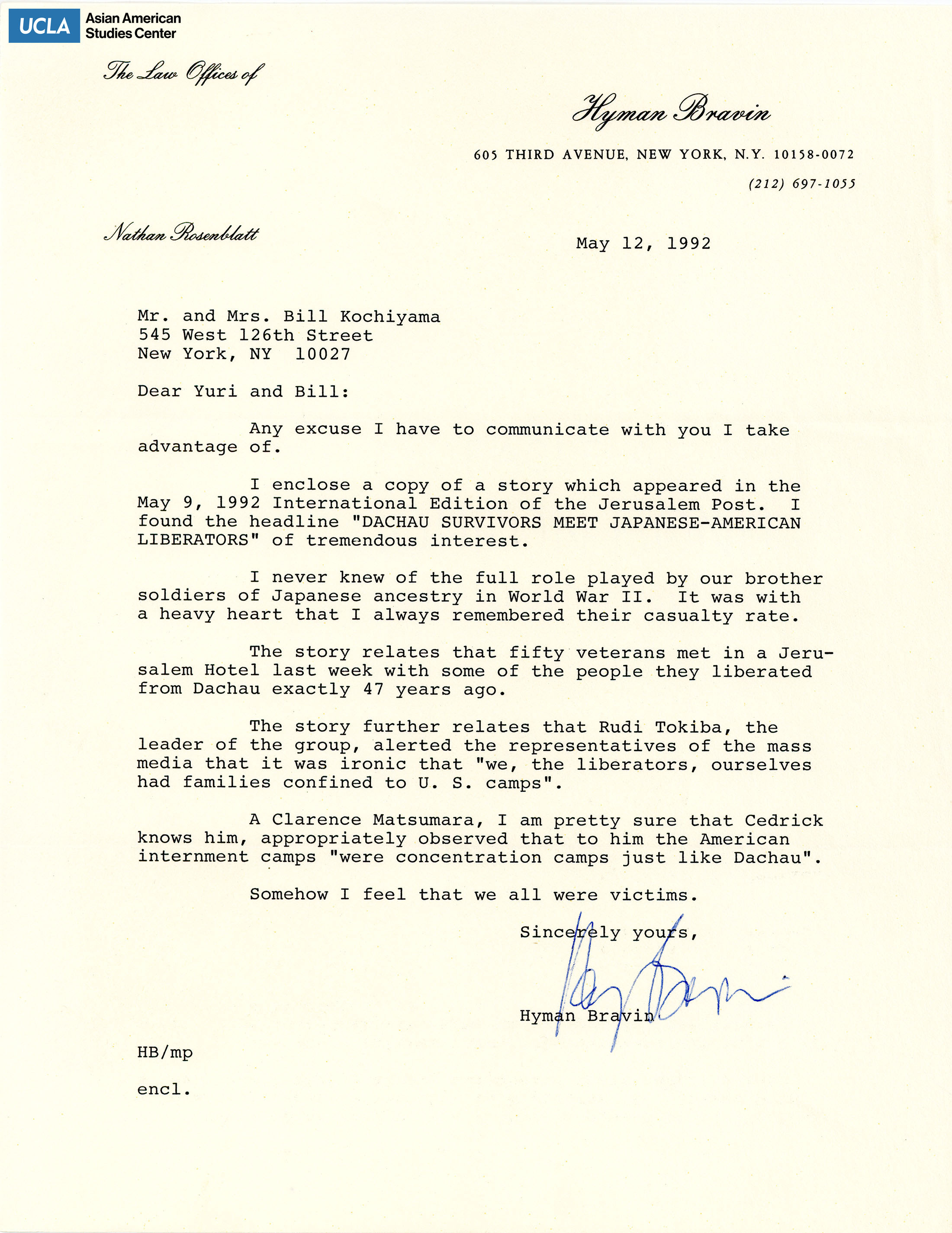 Letter regarding a response to an article in the Jerusalem Post.