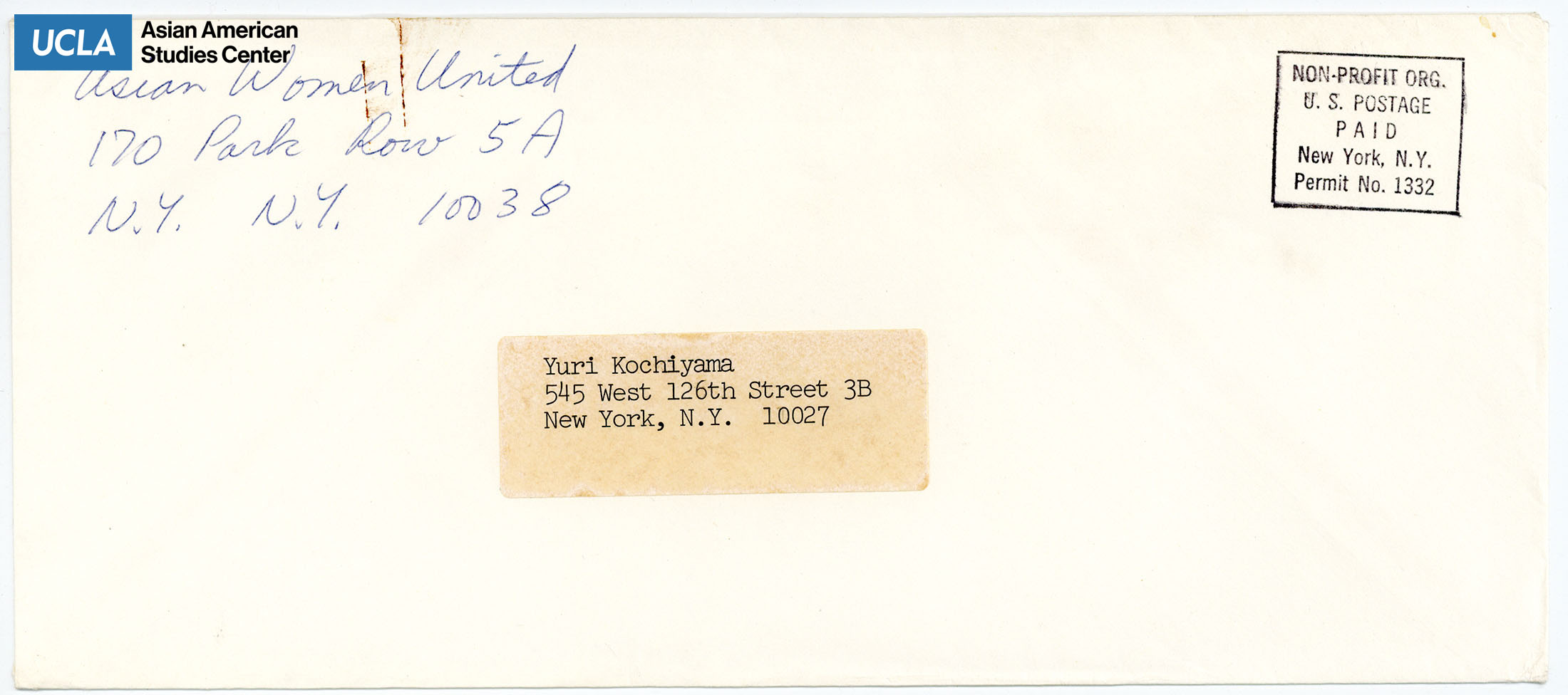 Envelope addressed to Yuri Kochiyama.