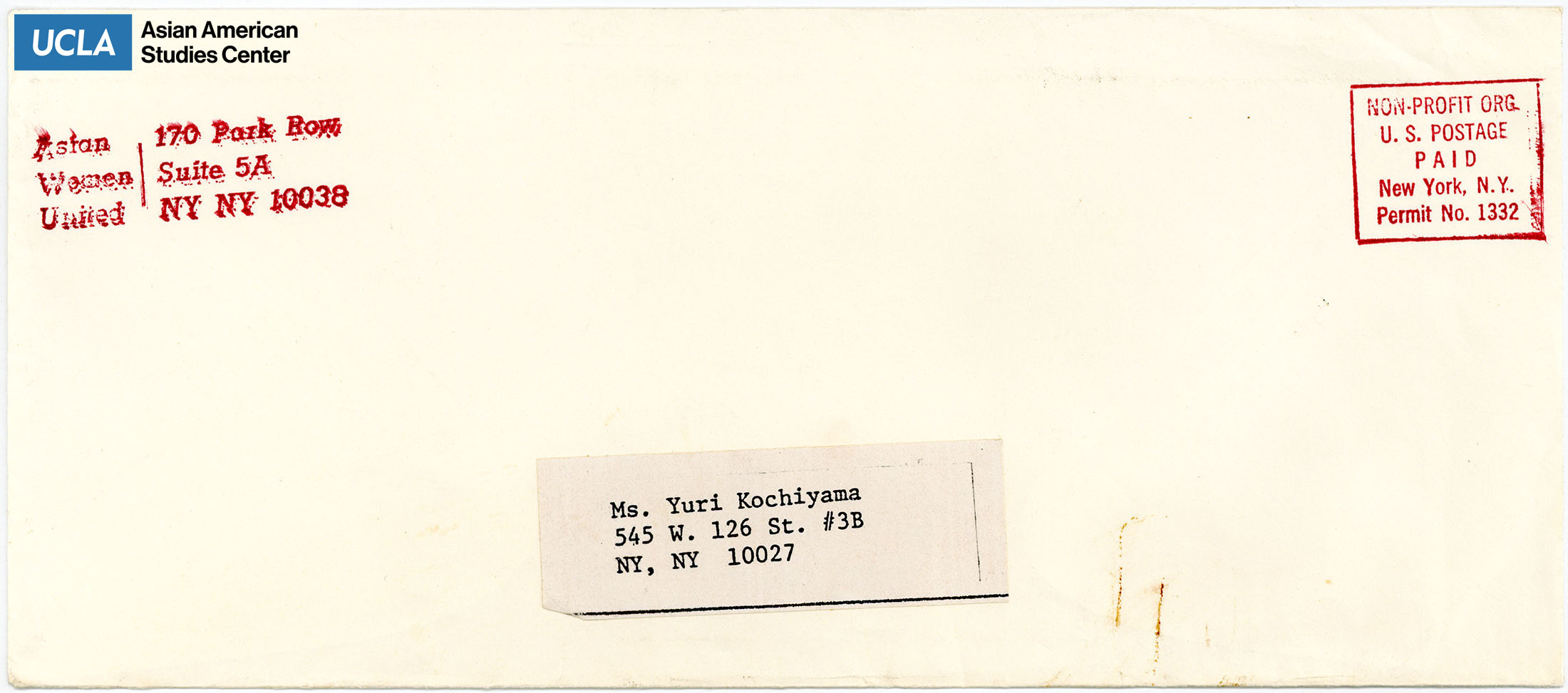 Envelope addressed to Yuri Kochiyama.
