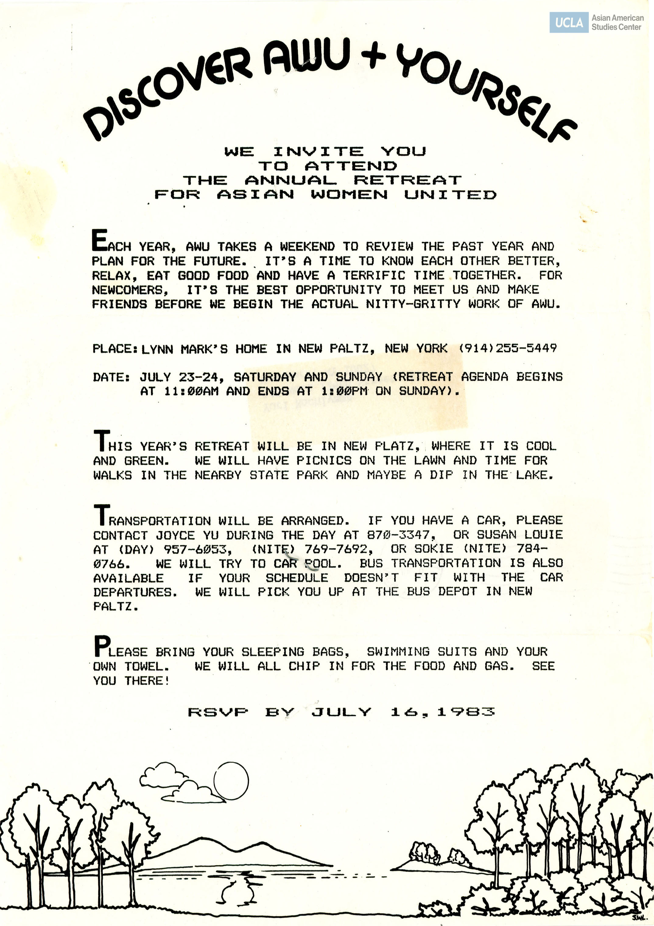 Flyer regarding an invitation to the annual attend for Asian Women United.