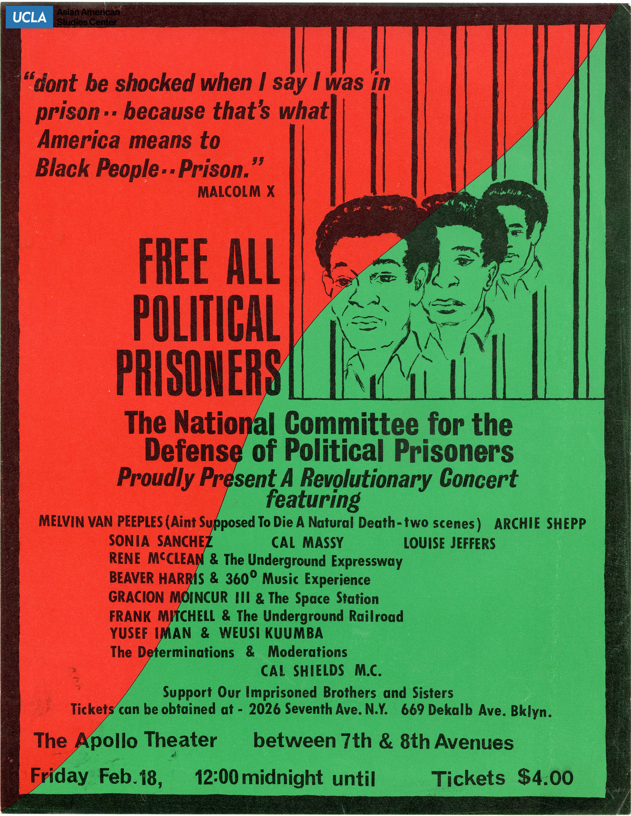 Flyer regarding concert event for political prisoners.