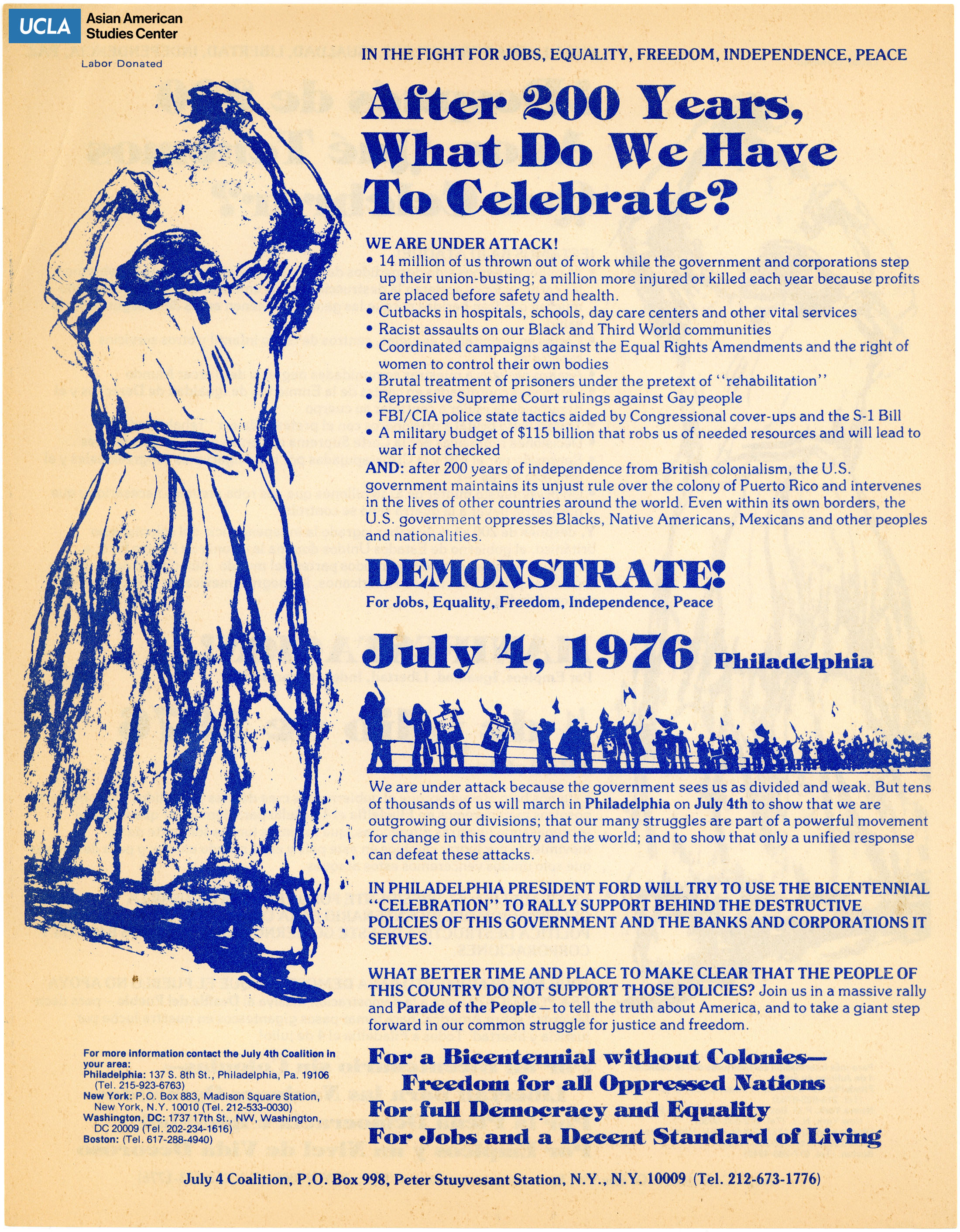 Flyer regarding demonstration of July 4th.