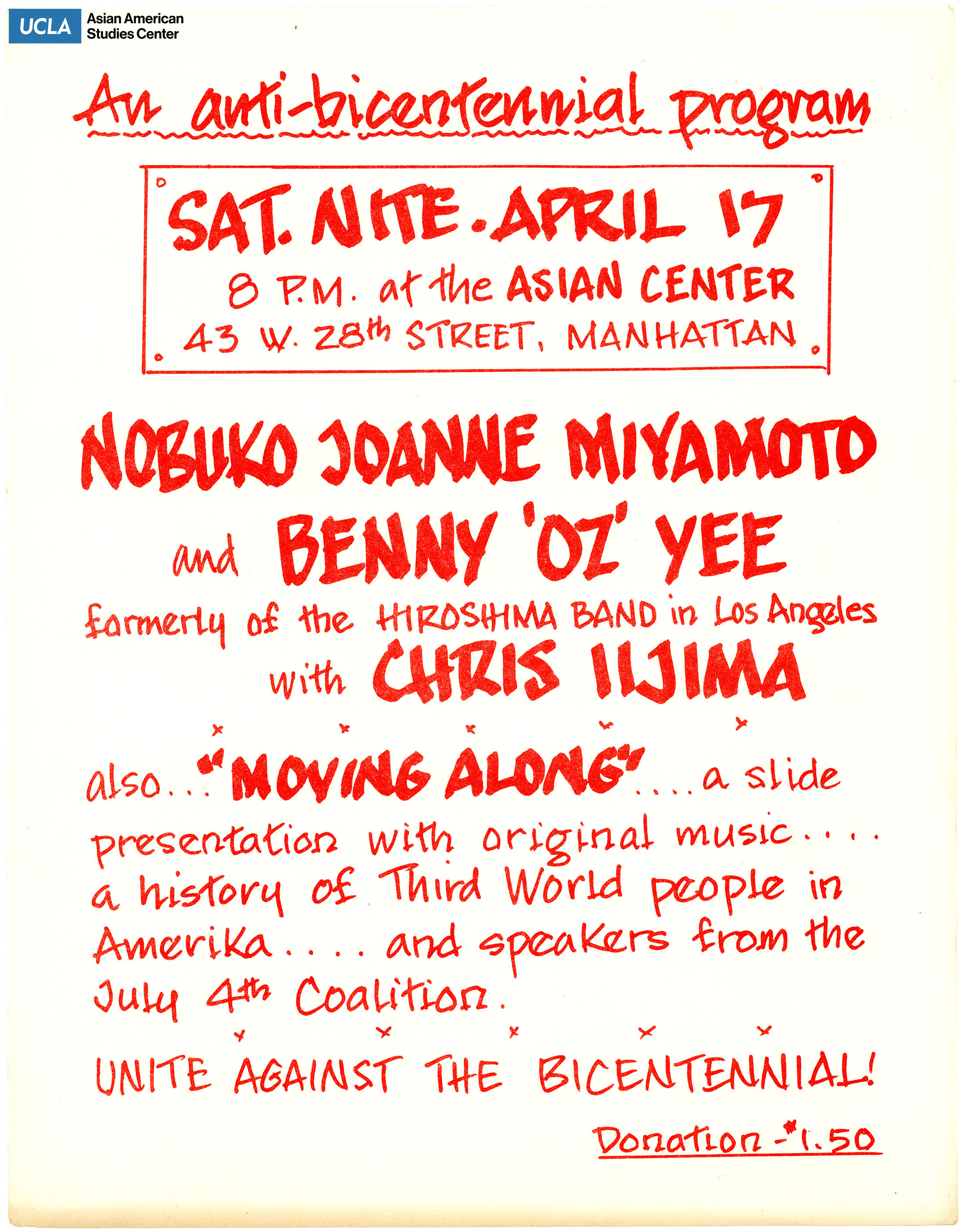 Flyer regarding event against July 4th.