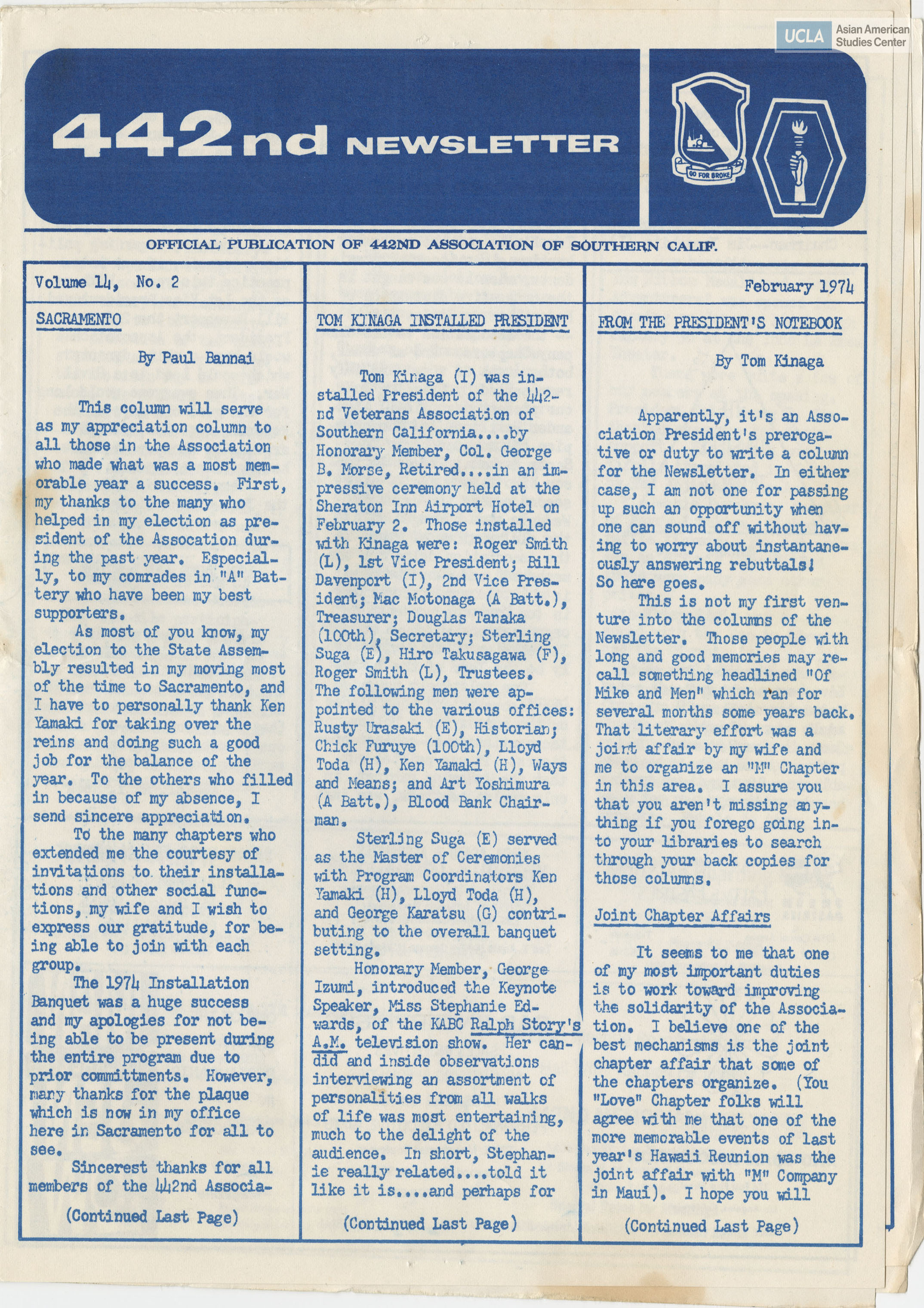 Newsletter includes titles: 