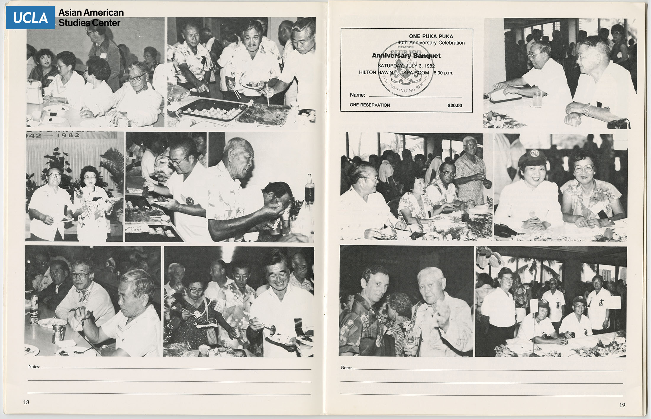 Photos of veterans and guest smiling during a banquet.