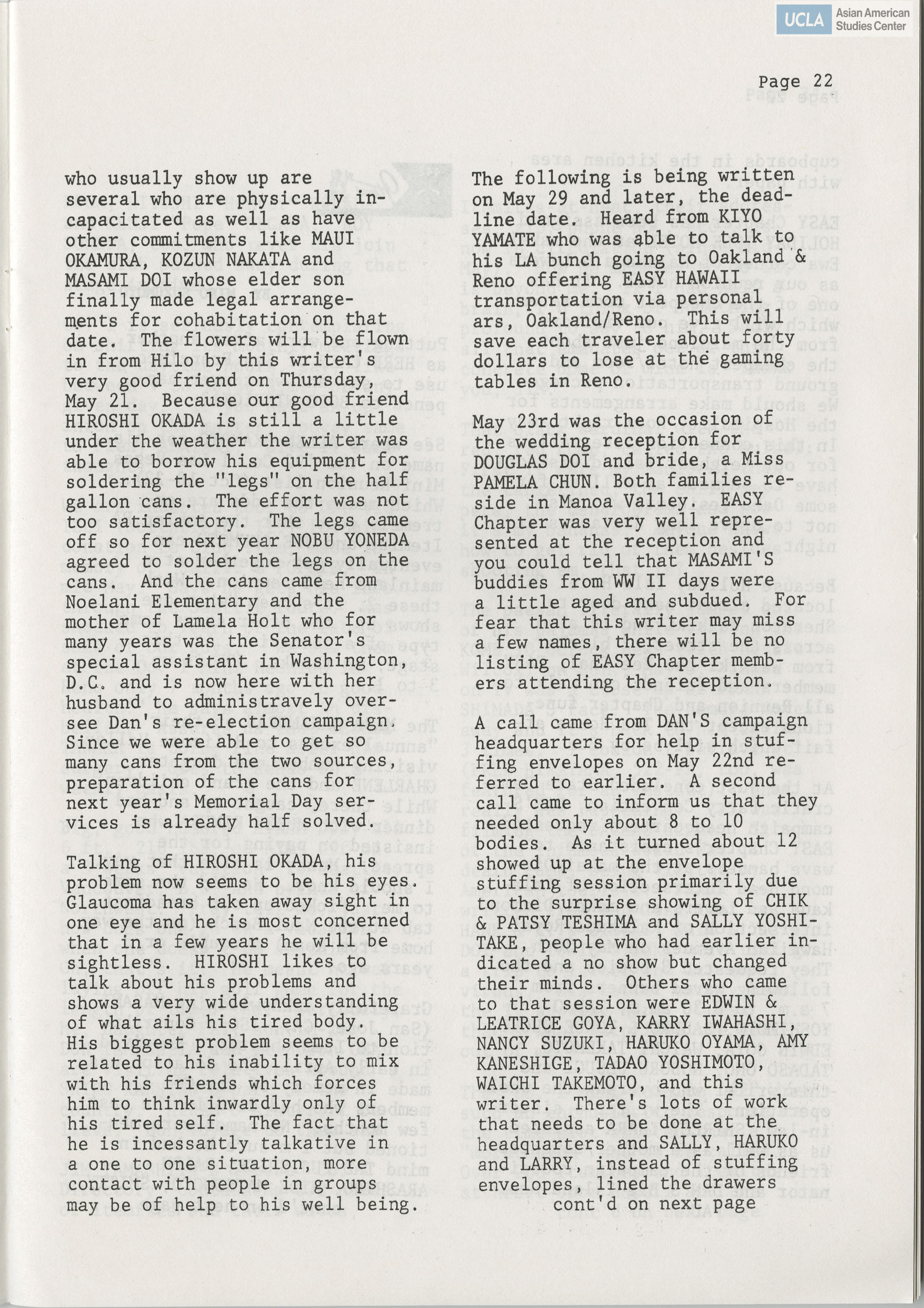 Bulletin contains writings from reporters.