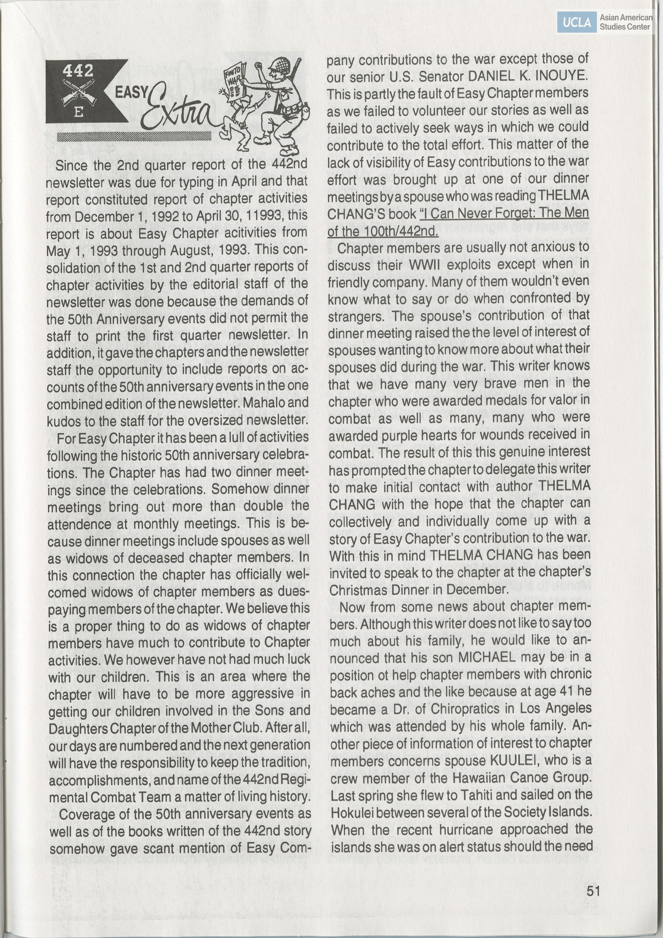 Go for Broke Bulletin of the 442nd Veterans Club. Includes 