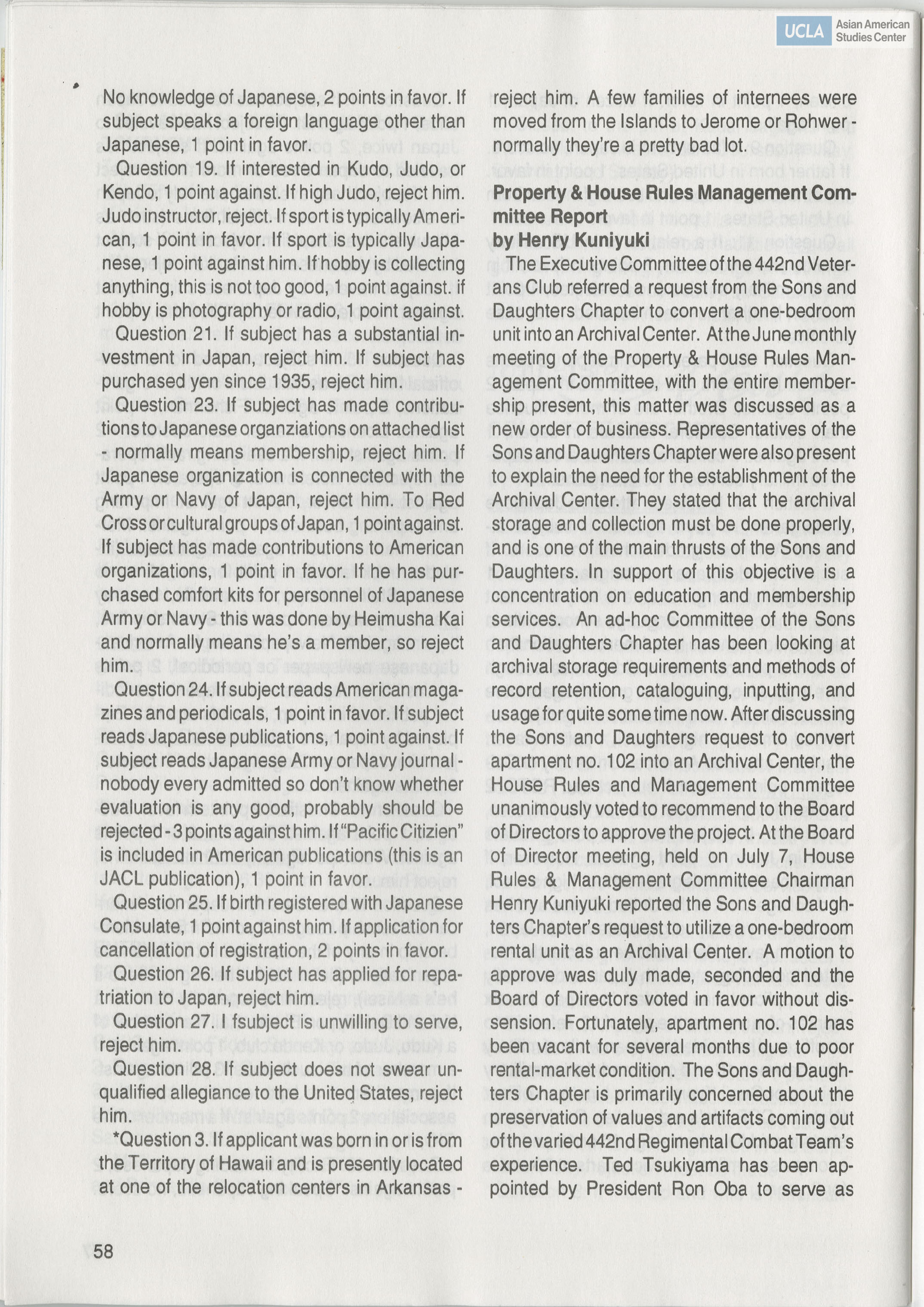 Go for Broke Bulletin of the 442nd Veterans Club. Includes 