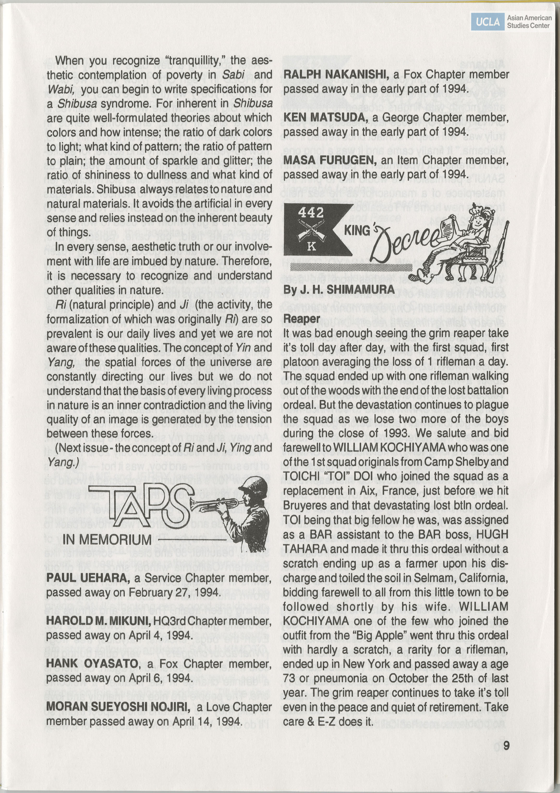 Go for Broke Bulletin of the 442nd Veterans Club. Includes 