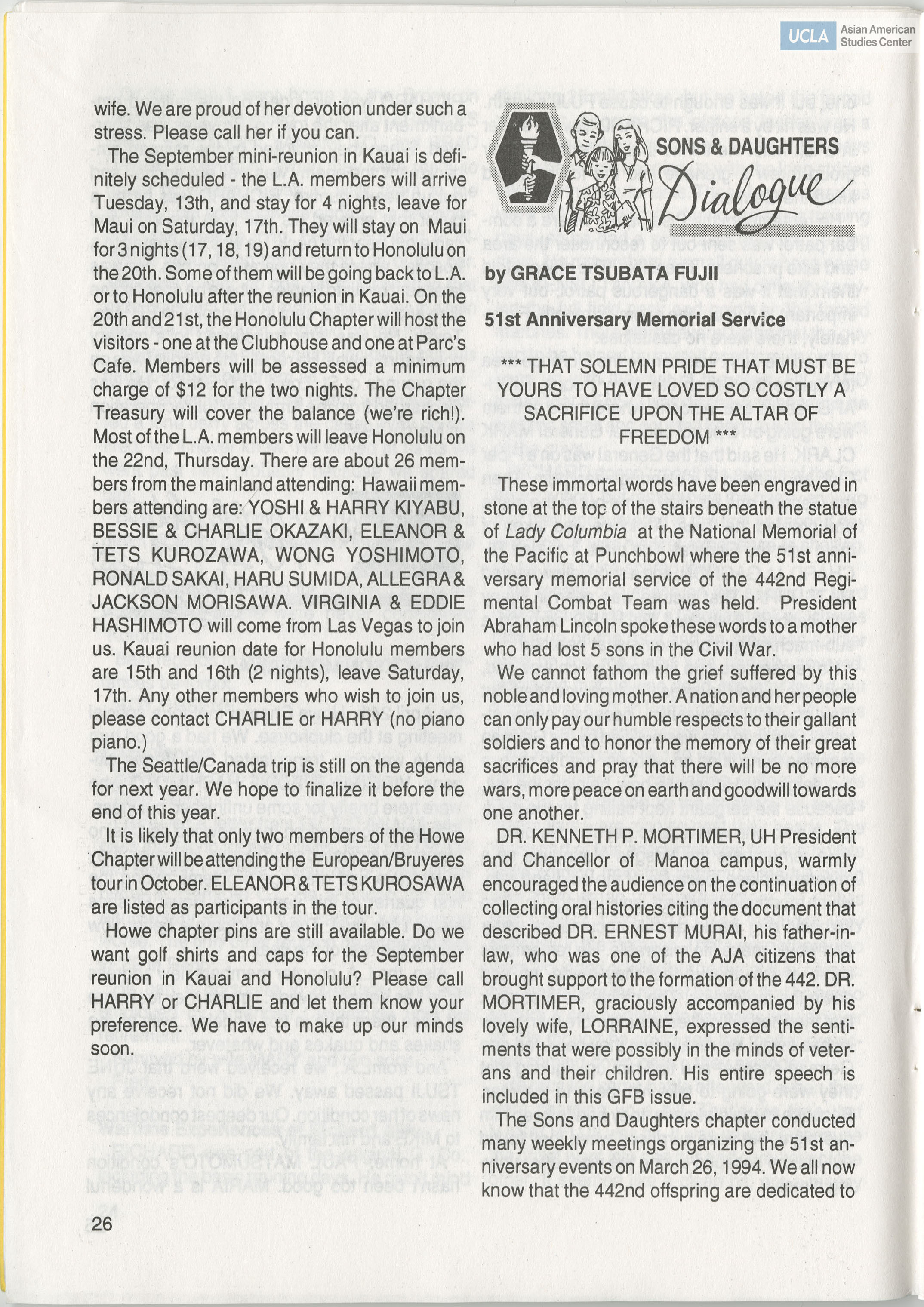 Go for Broke Bulletin of the 442nd Veterans Club. Includes 