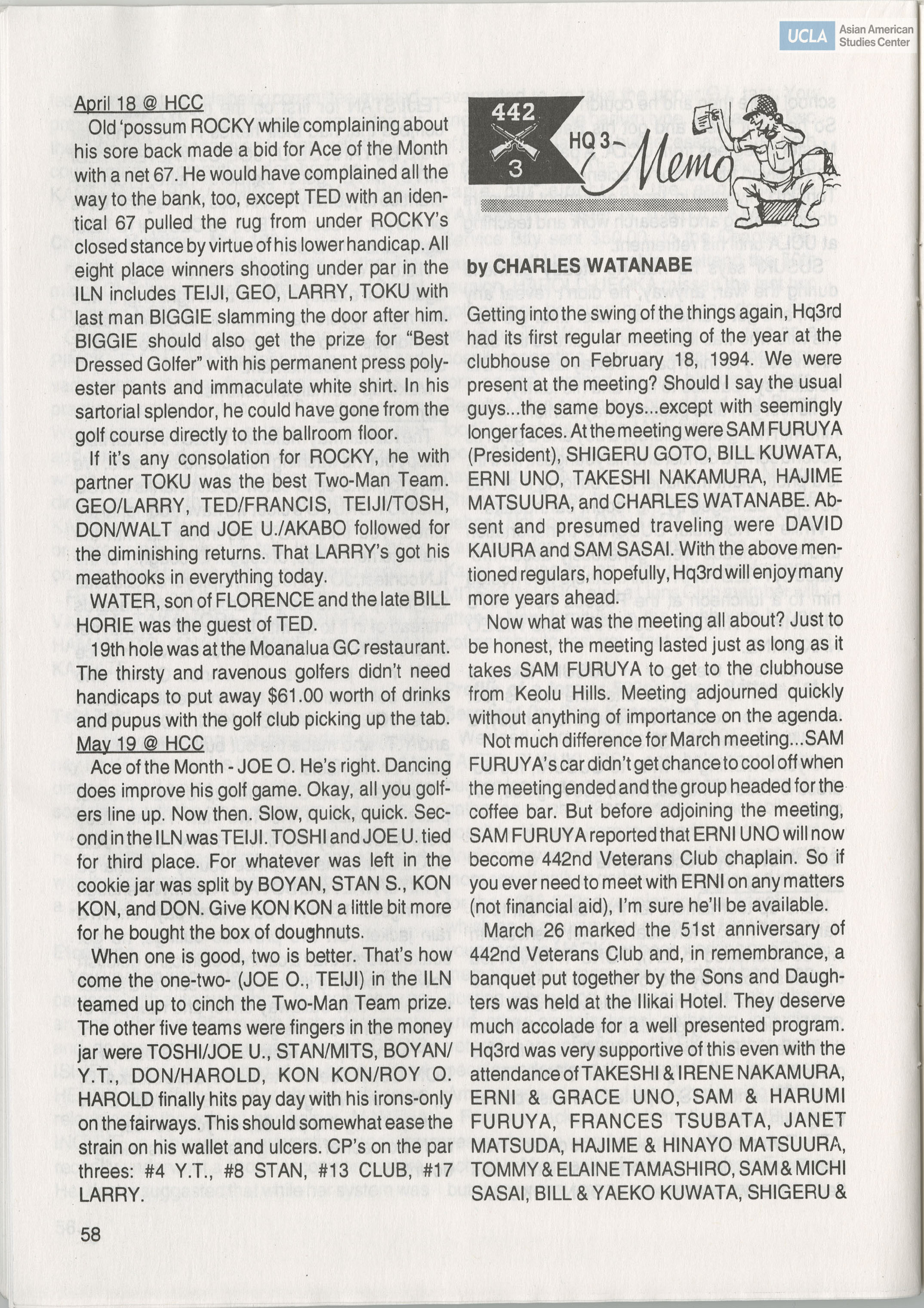 Go for Broke Bulletin of the 442nd Veterans Club. Includes 
