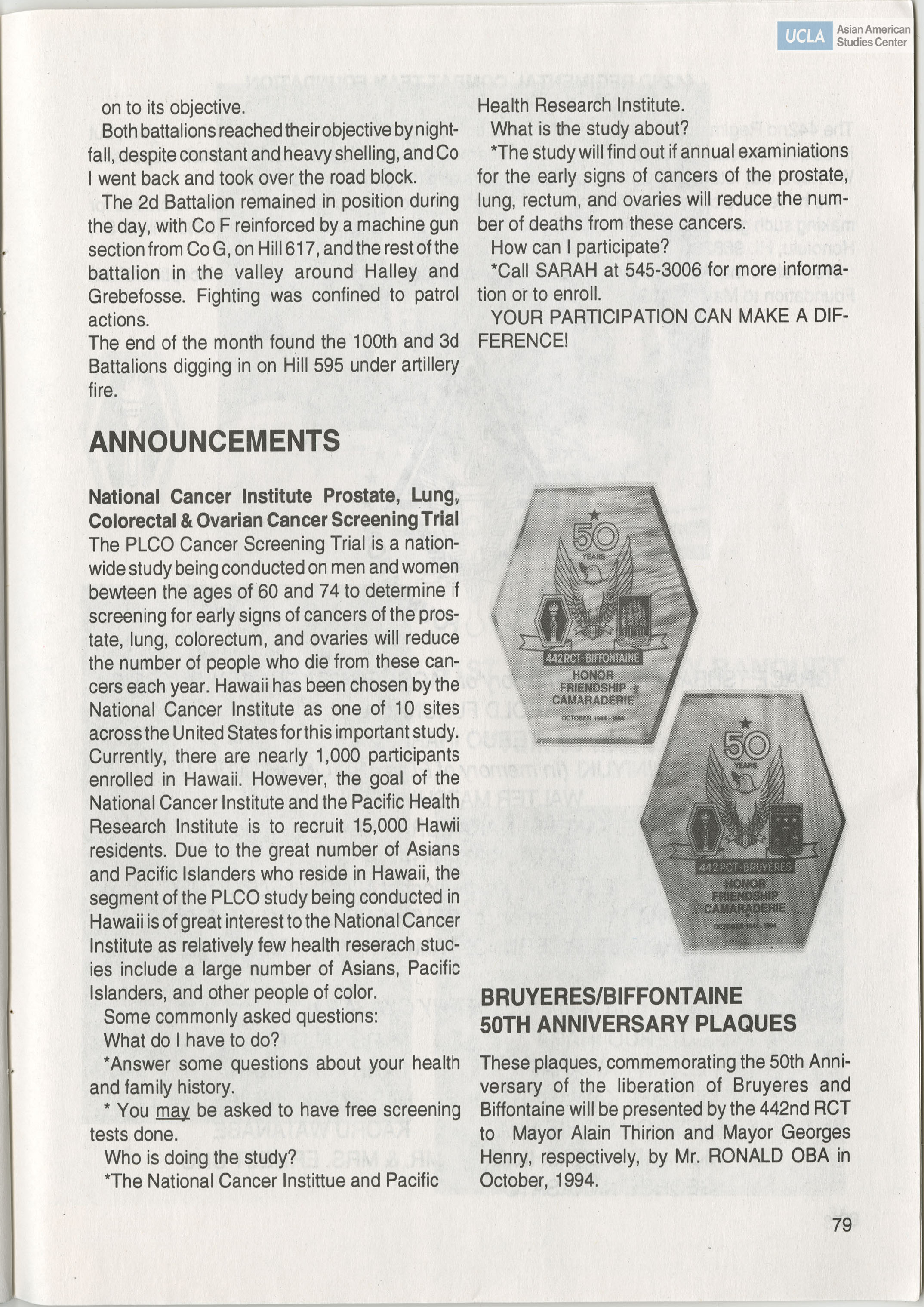 Go for Broke Bulletin of the 442nd Veterans Club. Includes 
