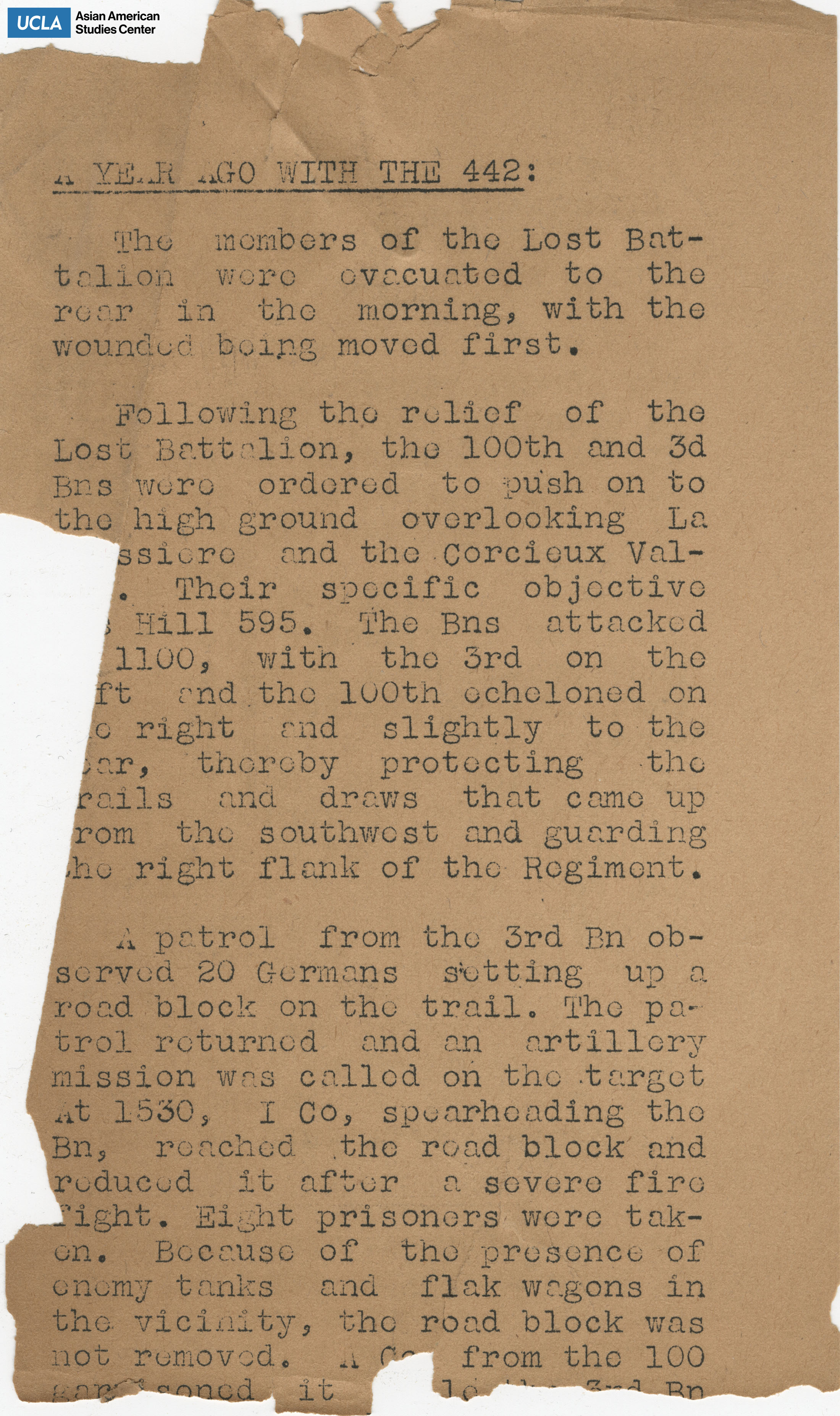 Clippings regarding the evacuation of the Lost Battalion.