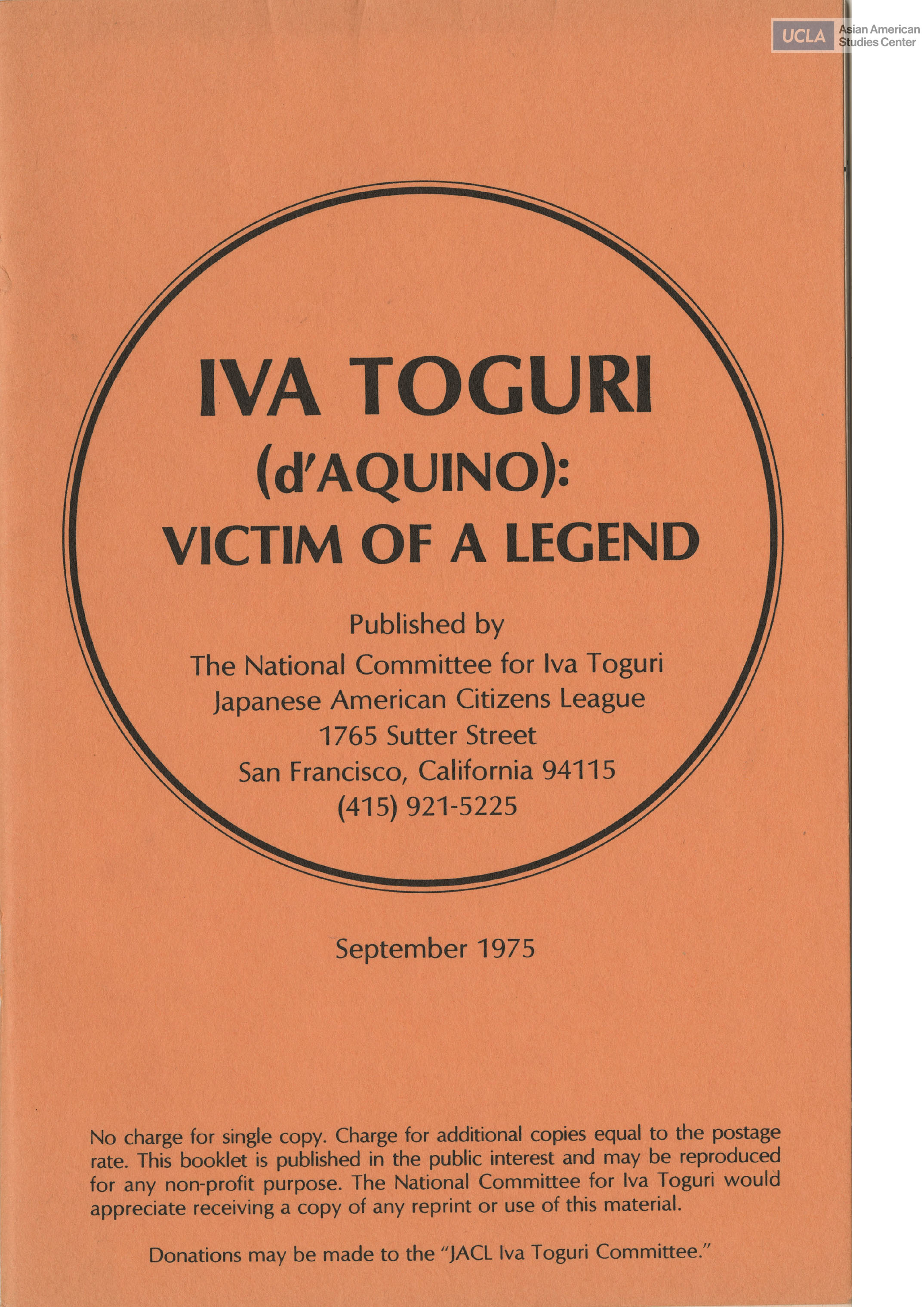 Booklet regarding the story behind Iva Toguri d'Aquino, the 