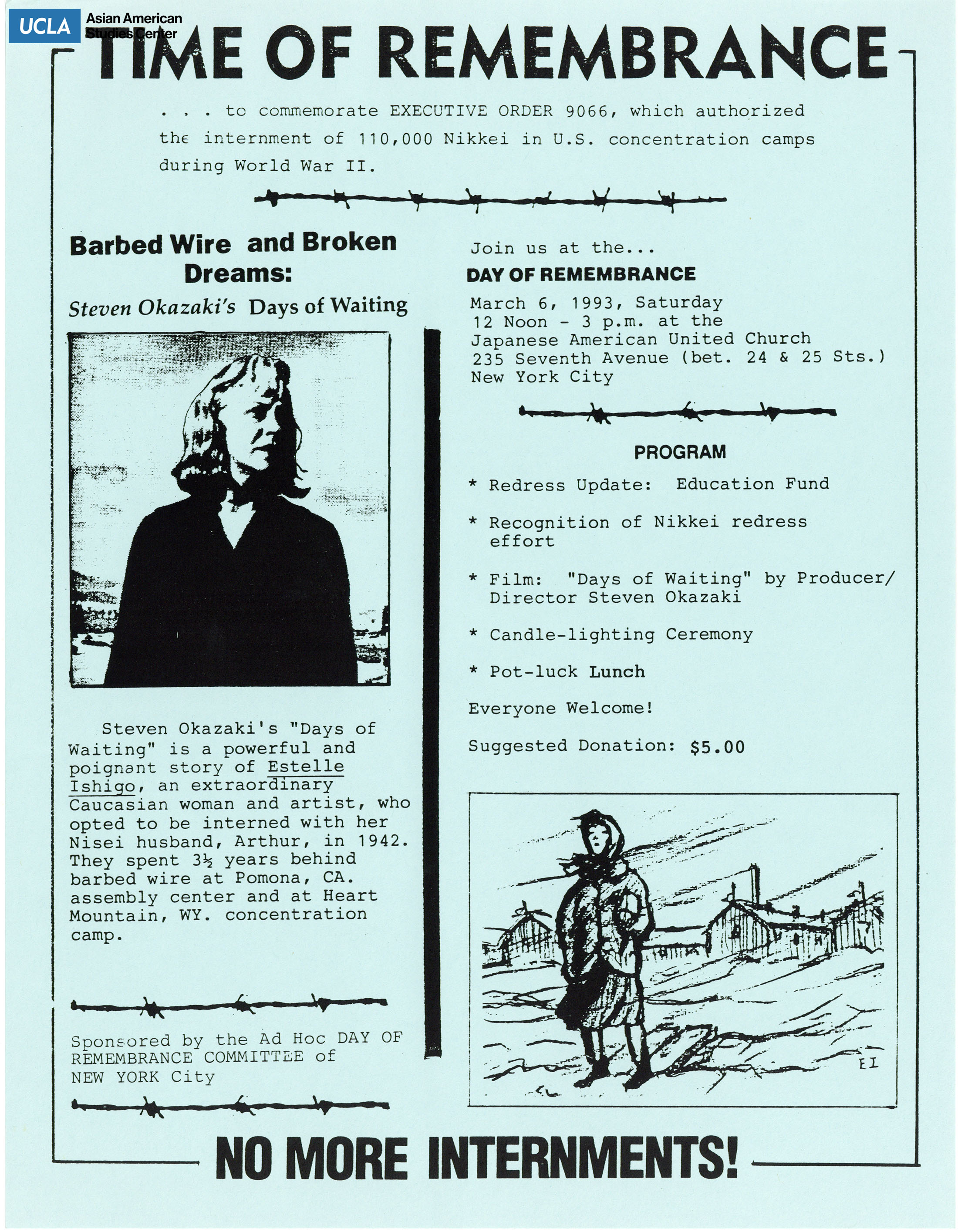 Flyer on programs and events regarding the Day of Remembrance.