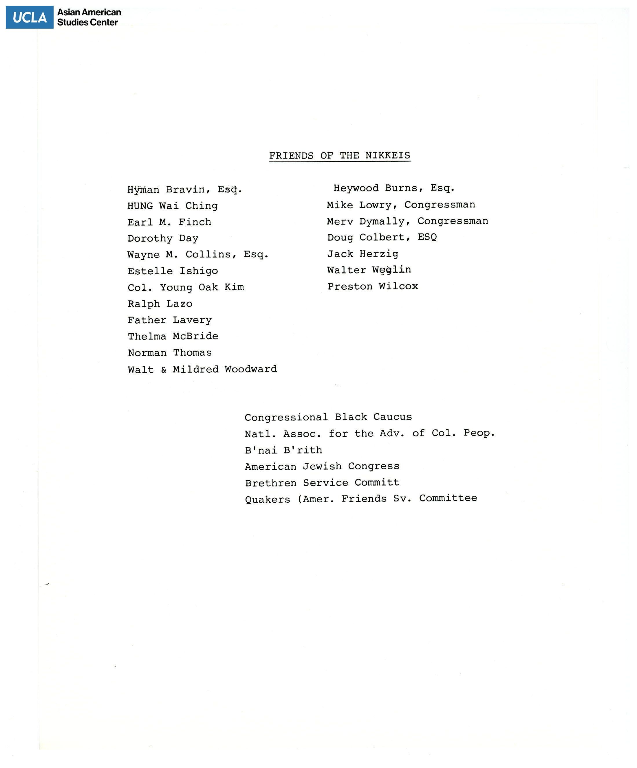 List regarding friends of nikkeis.