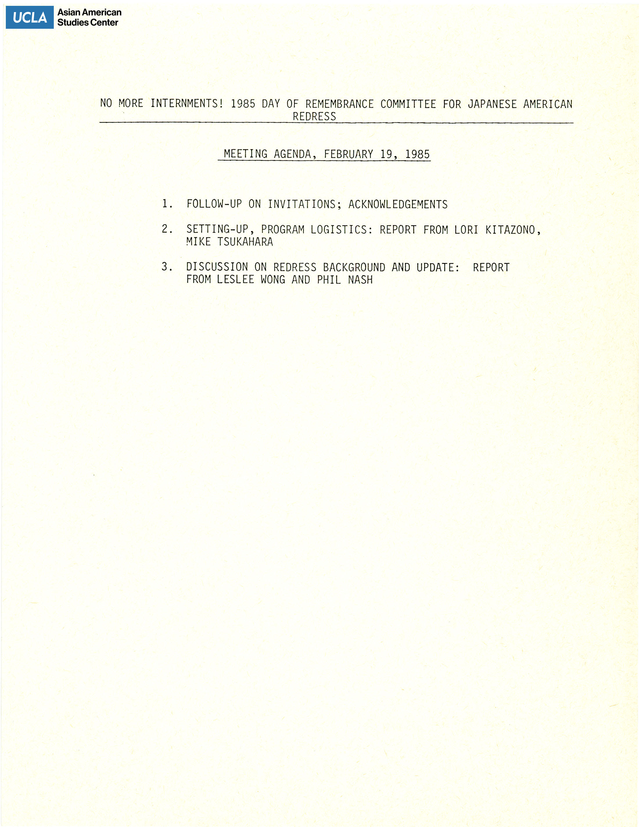 Meeting agenda includes topics: 
