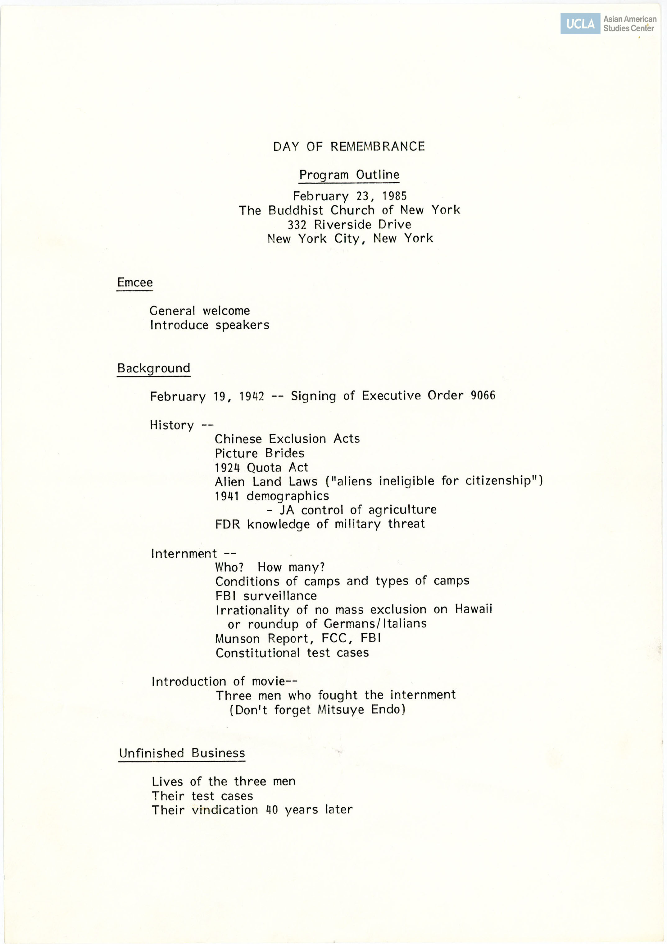 Program outline includes: 