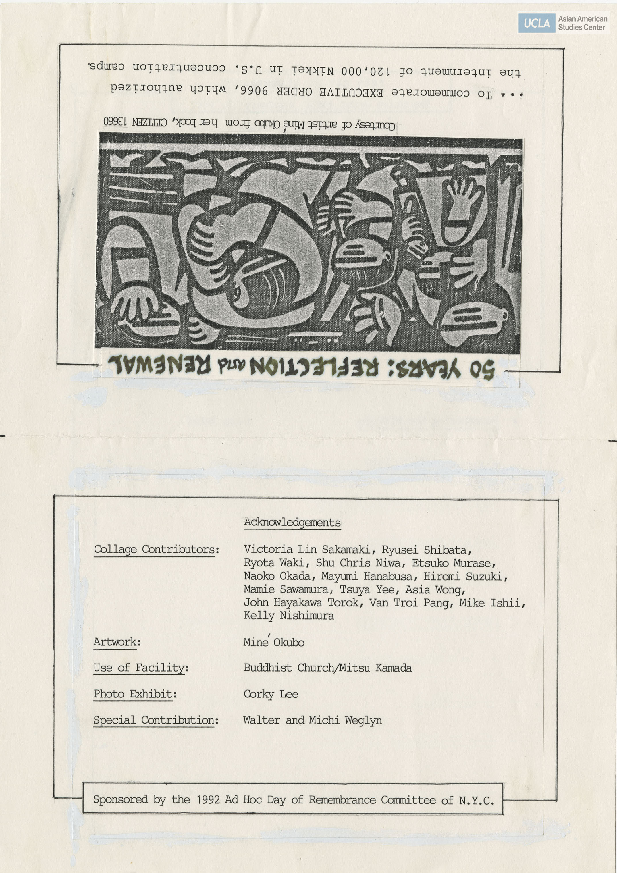 Draft version of pamphlet regarding Day of Remembrance.