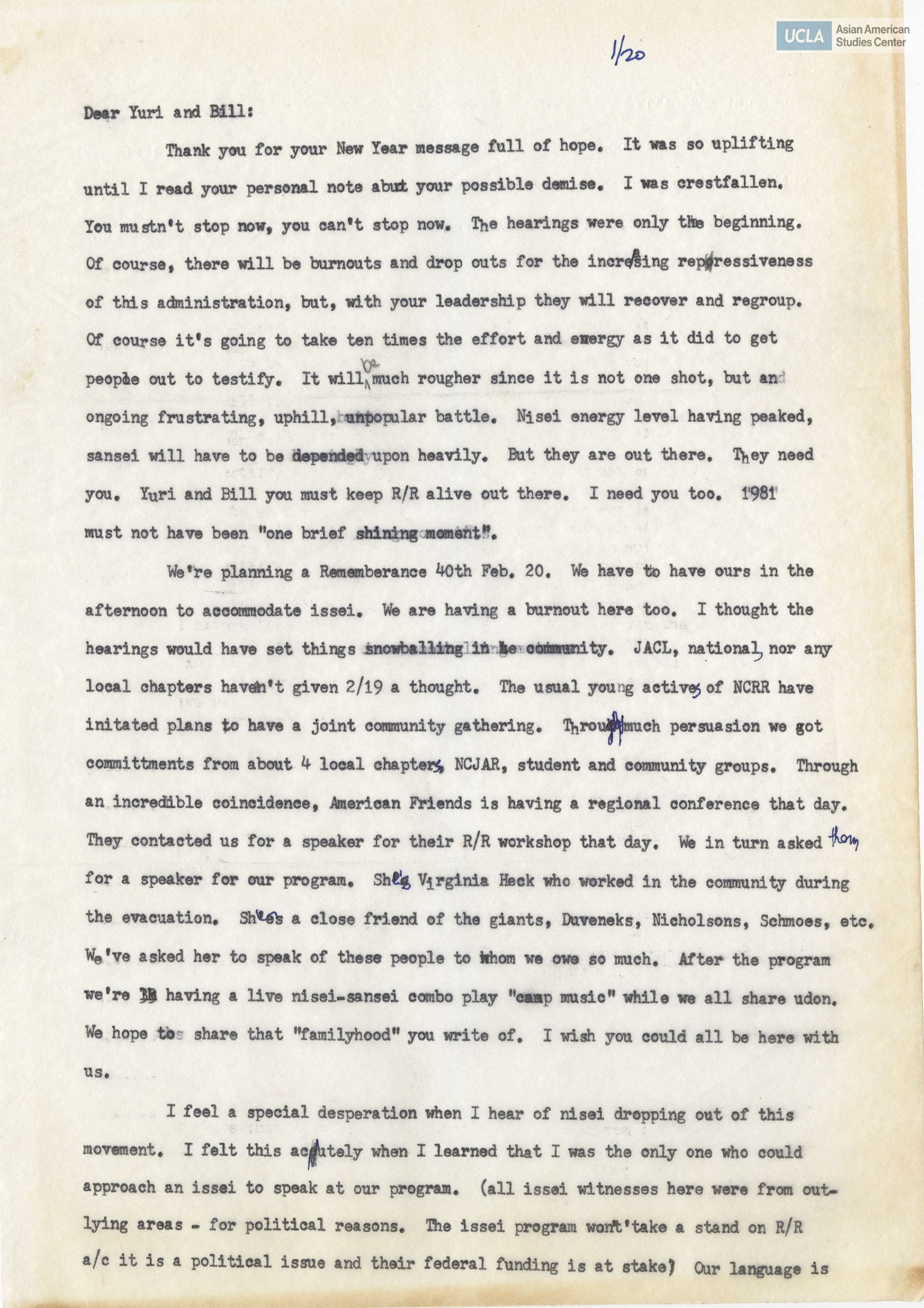 Letter regarding the planning of the 40th Day of Remembrance.