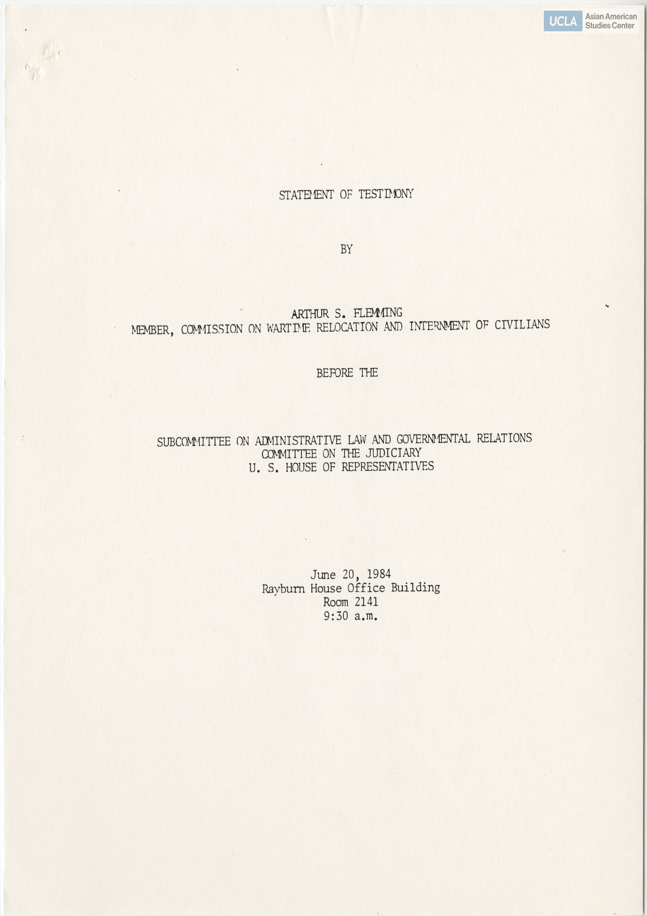Written testimony of Arthur S. Flemming in support of bill H.R. 4110.