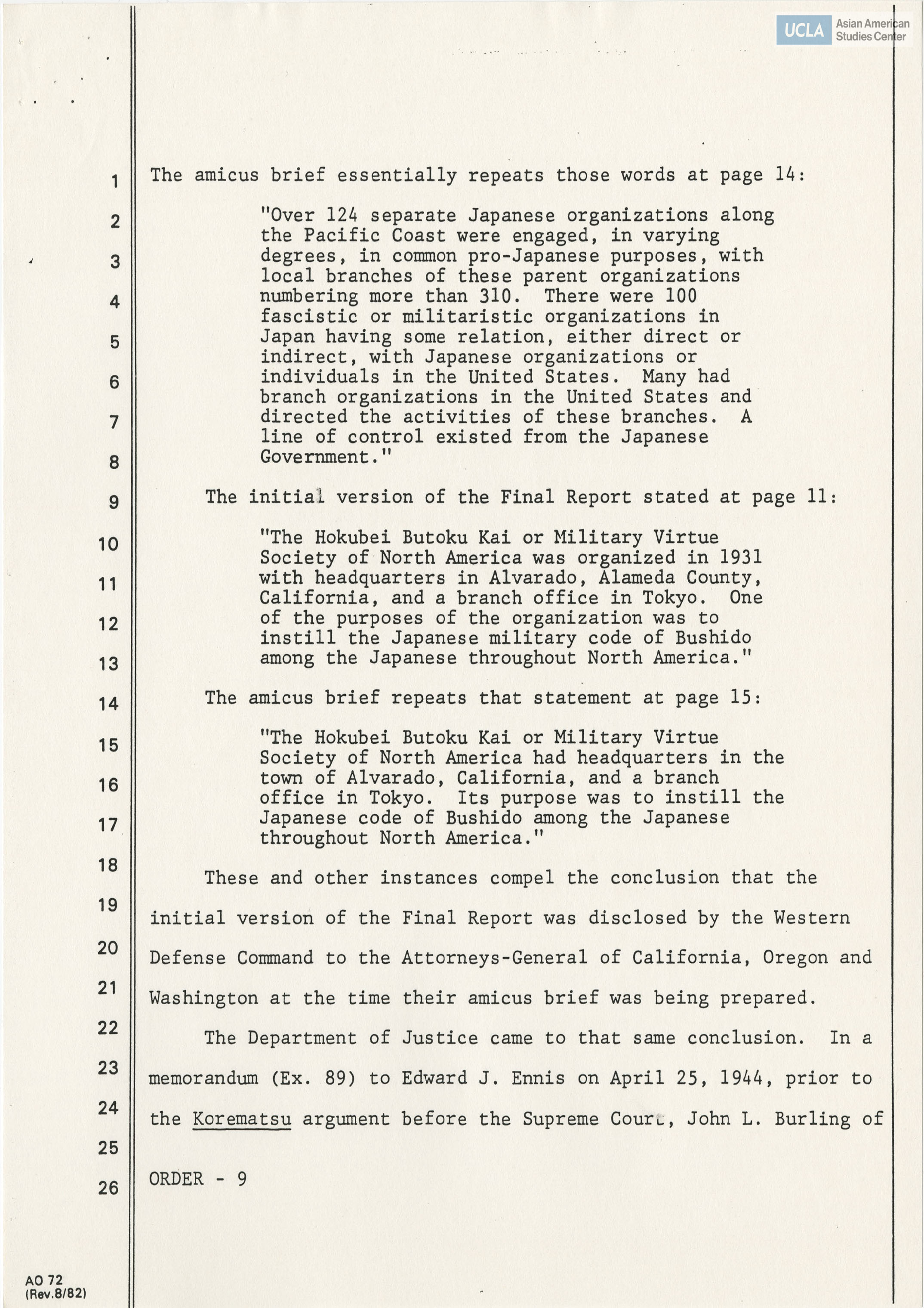 Gordon K. Hirabayashi, petitioner, vs. United States of American, respondent. Case No. C83-122v; United States District Court, Western District of Washington (Seattle).