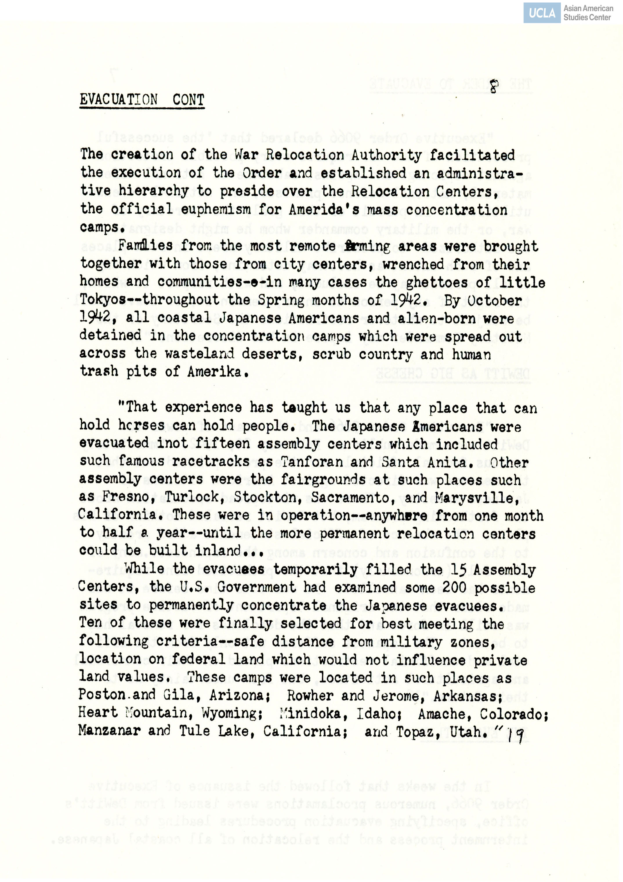 Booklet regarding the history of Executive Order 9066 and the journey to the Redress Movement.