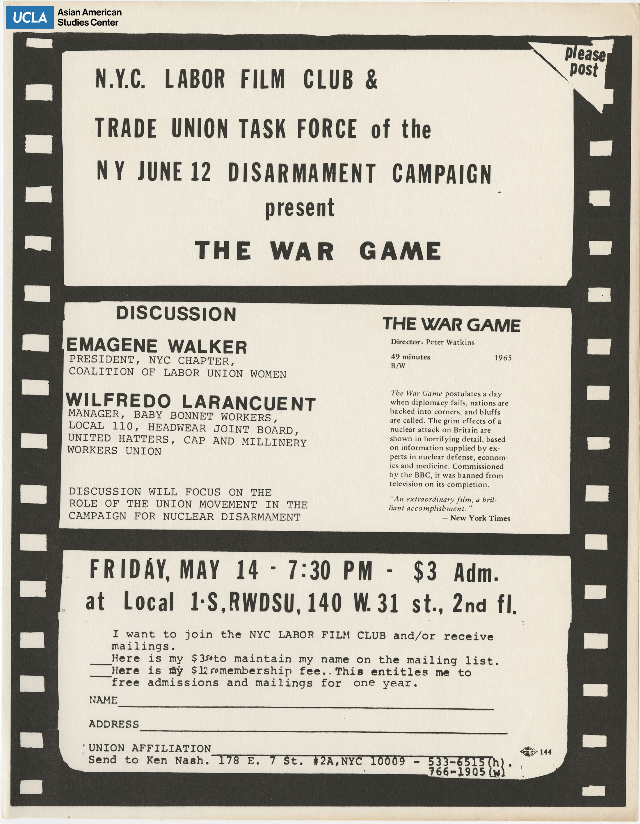 Flyer regarding the screening of 