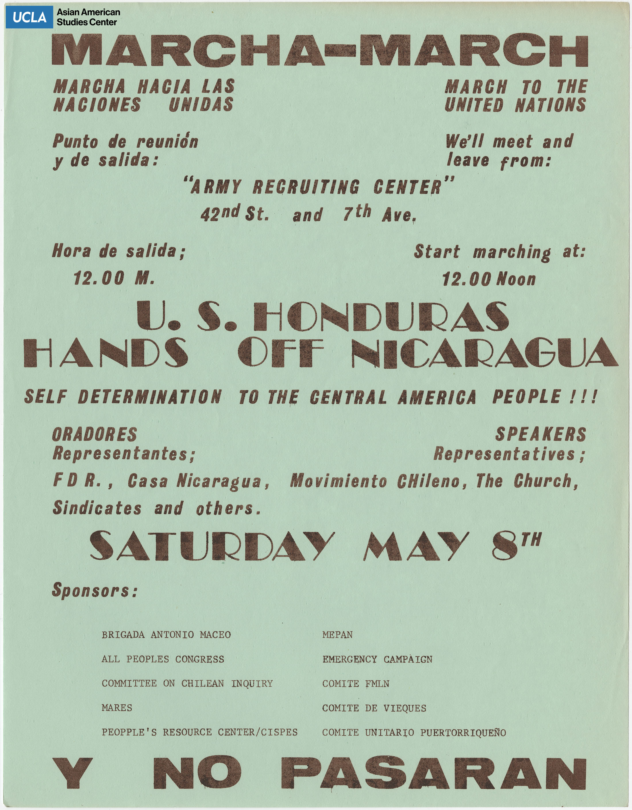 Flyer regarding the march to the United Nations.