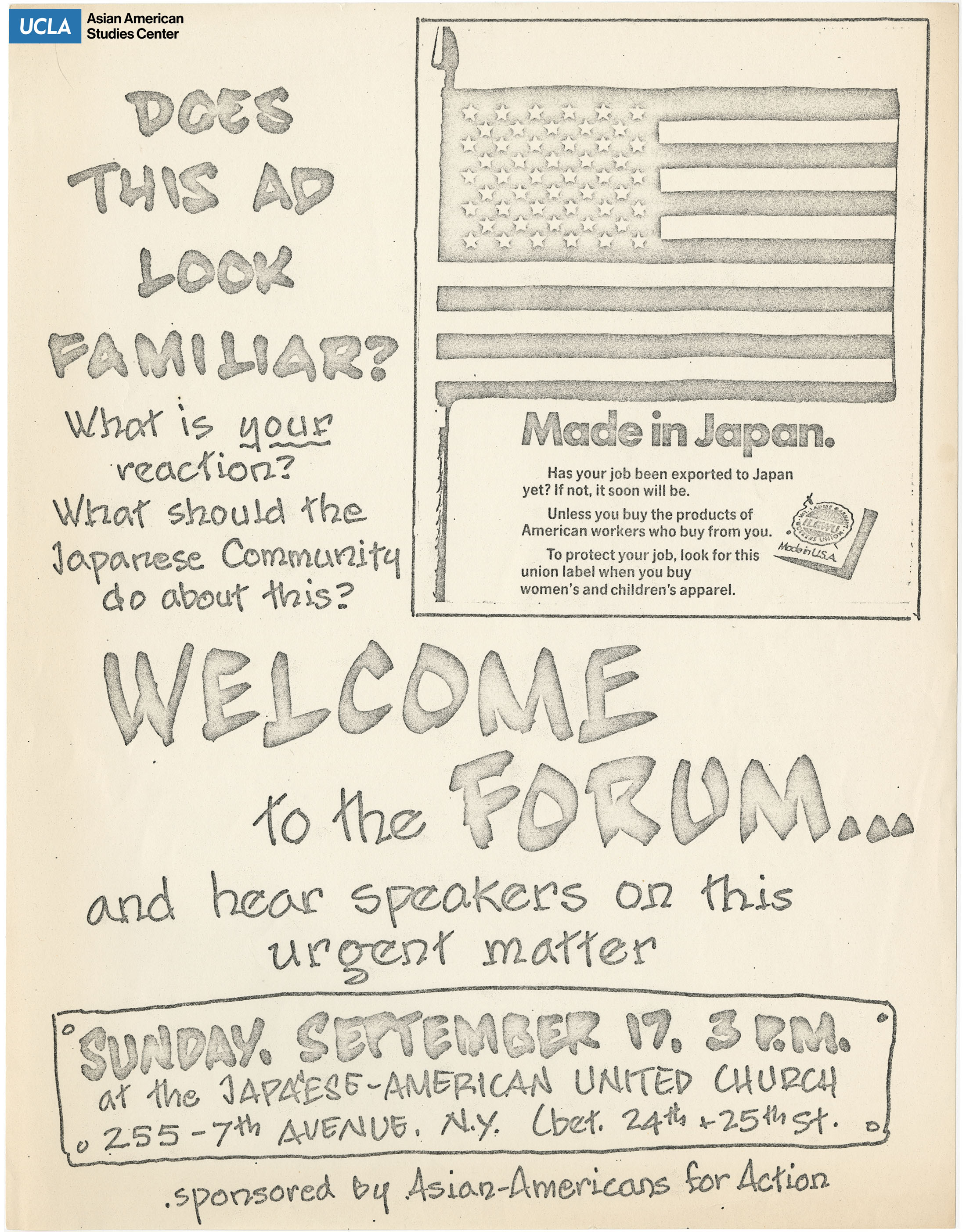 Flyers regarding a forum to an advertisement on Japanese jobs.