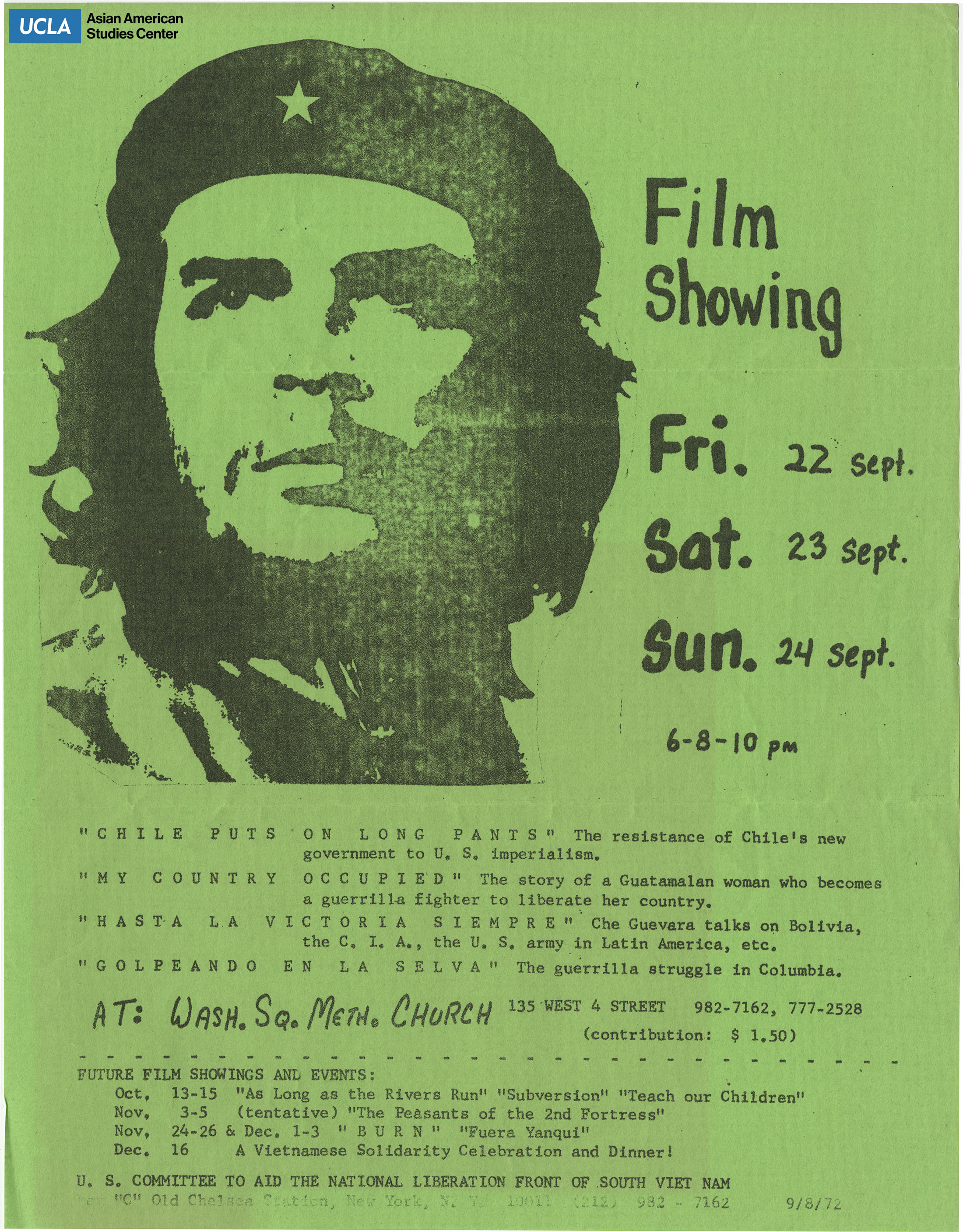 Flyer regarding film screening on various resistance.