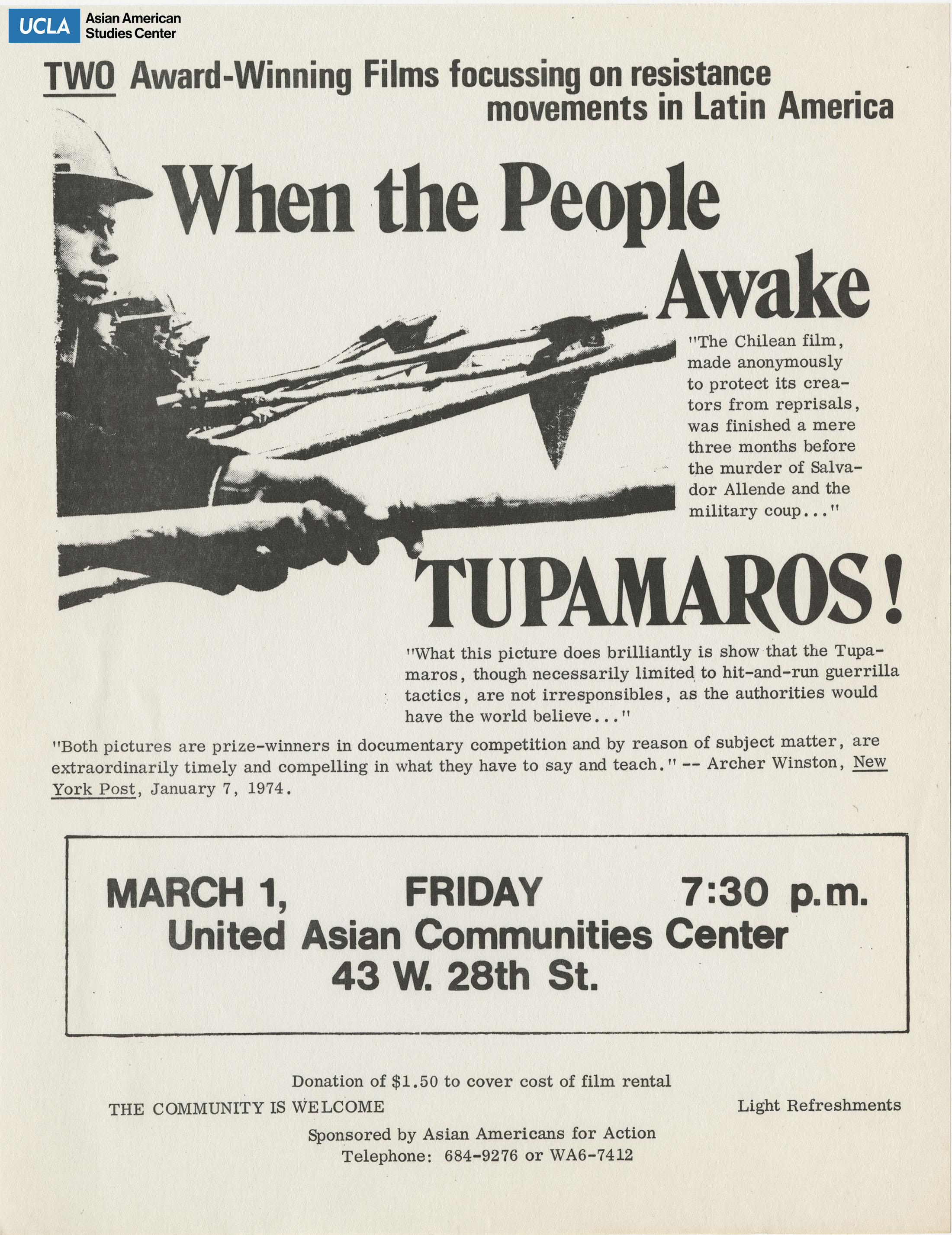 Flyer regarding a film screening of 