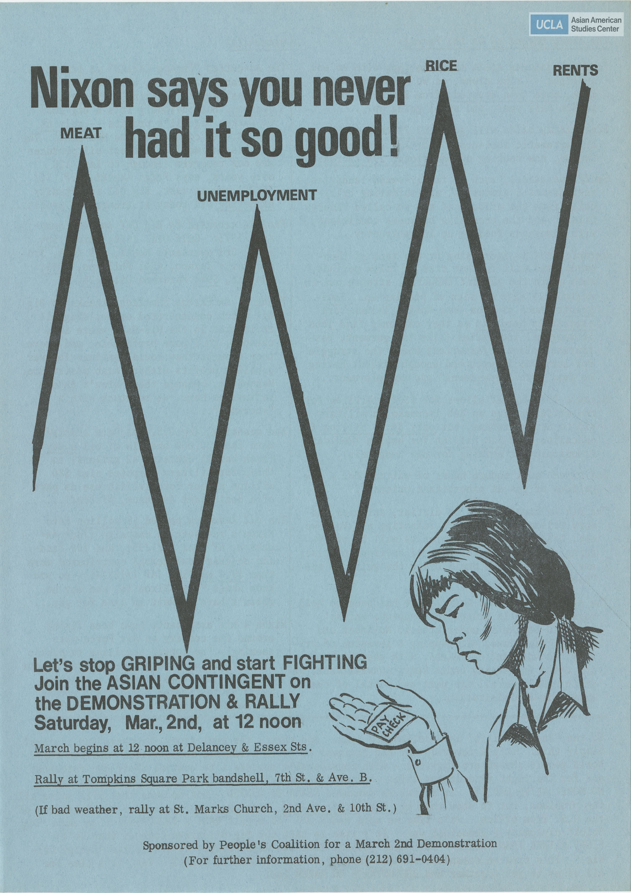 Flyer regarding a demonstration and rally on President RIchard Nixon's wage freeze.