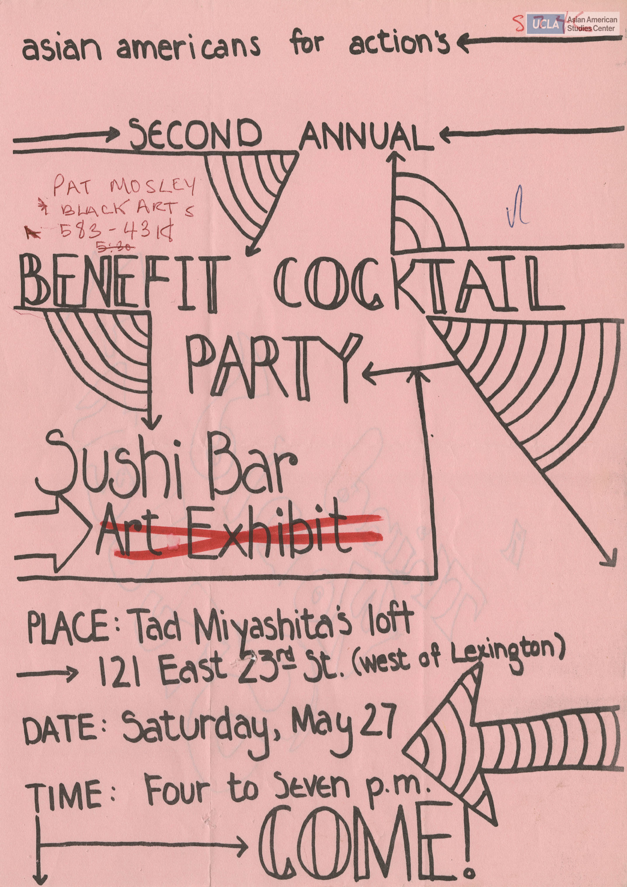 Draft flyer regarding the second annual benefit cocktail party for the Asian Americans for Action.