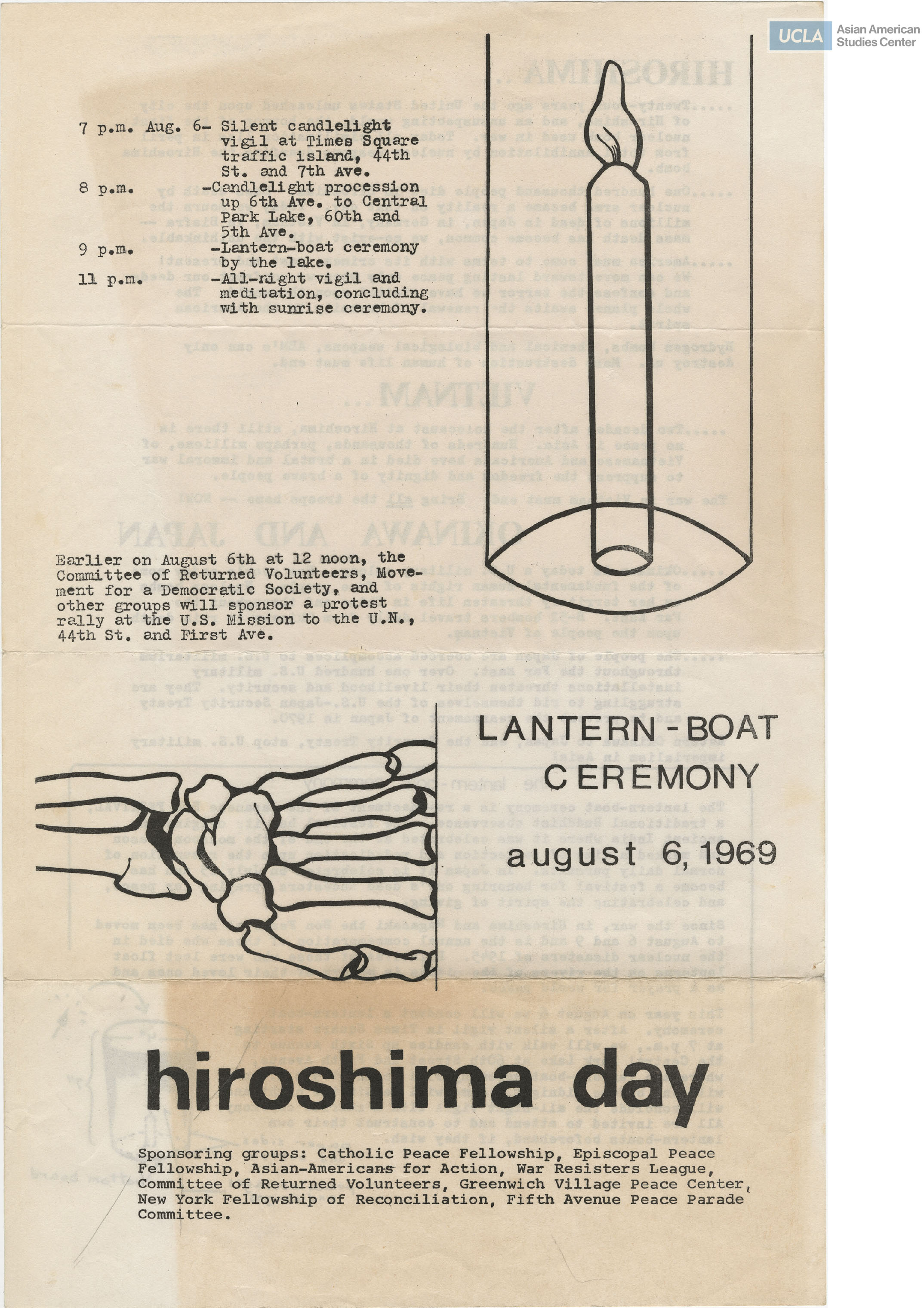 A lantern boat ceremony for Hiroshima Day.
