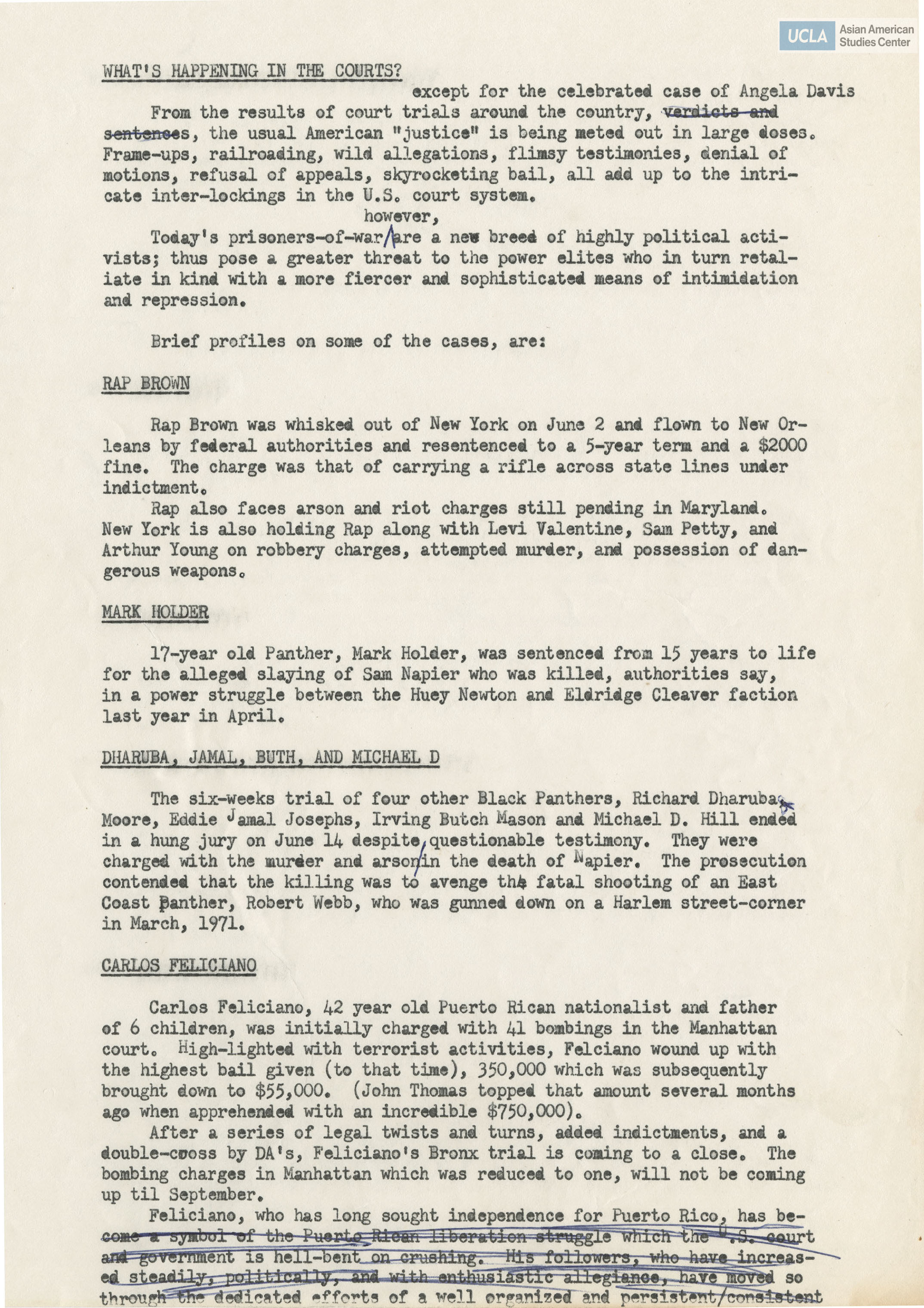 Document regarding political prisoners biographies.