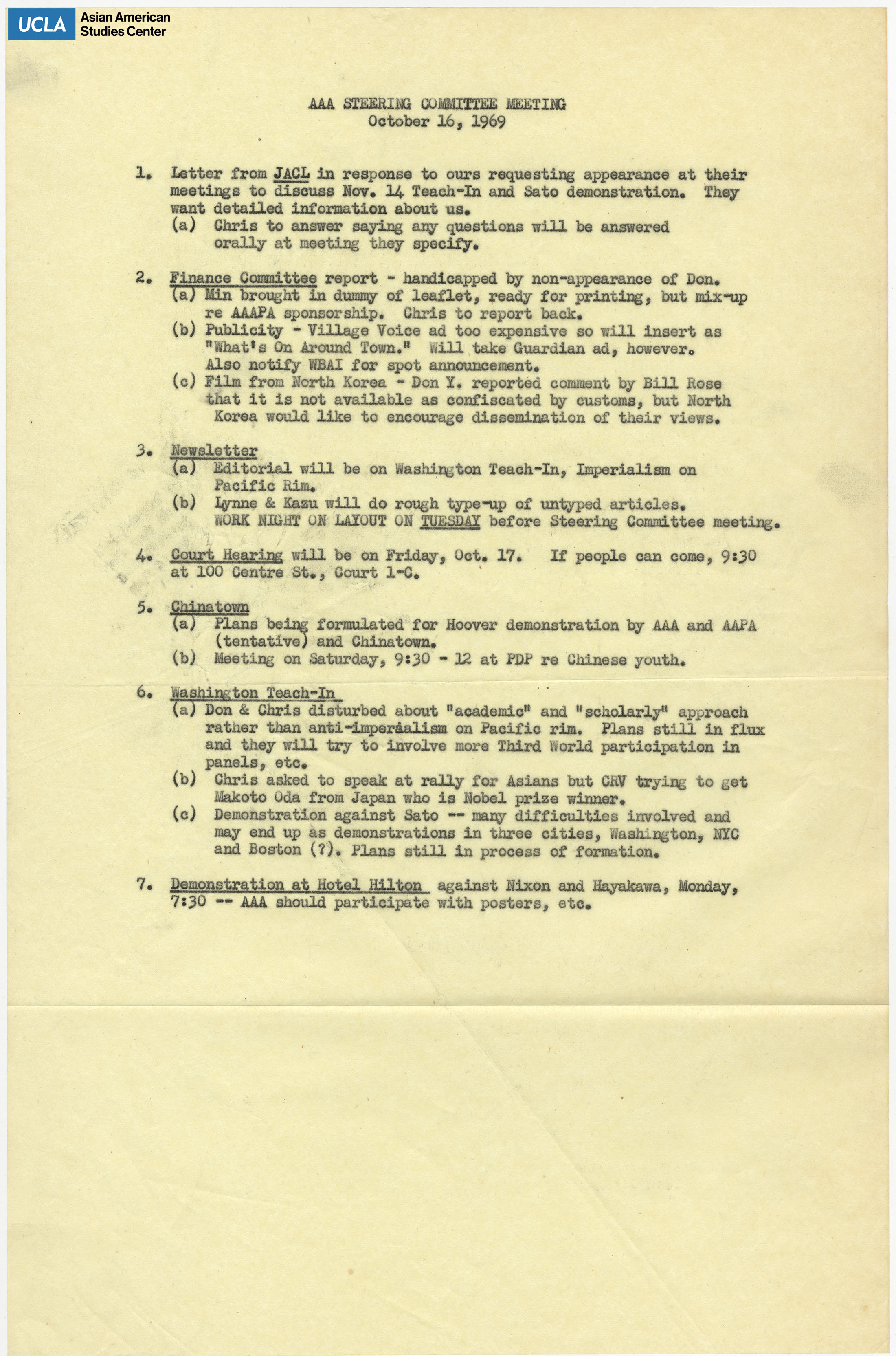 Meeting notes with included agenda topics: 