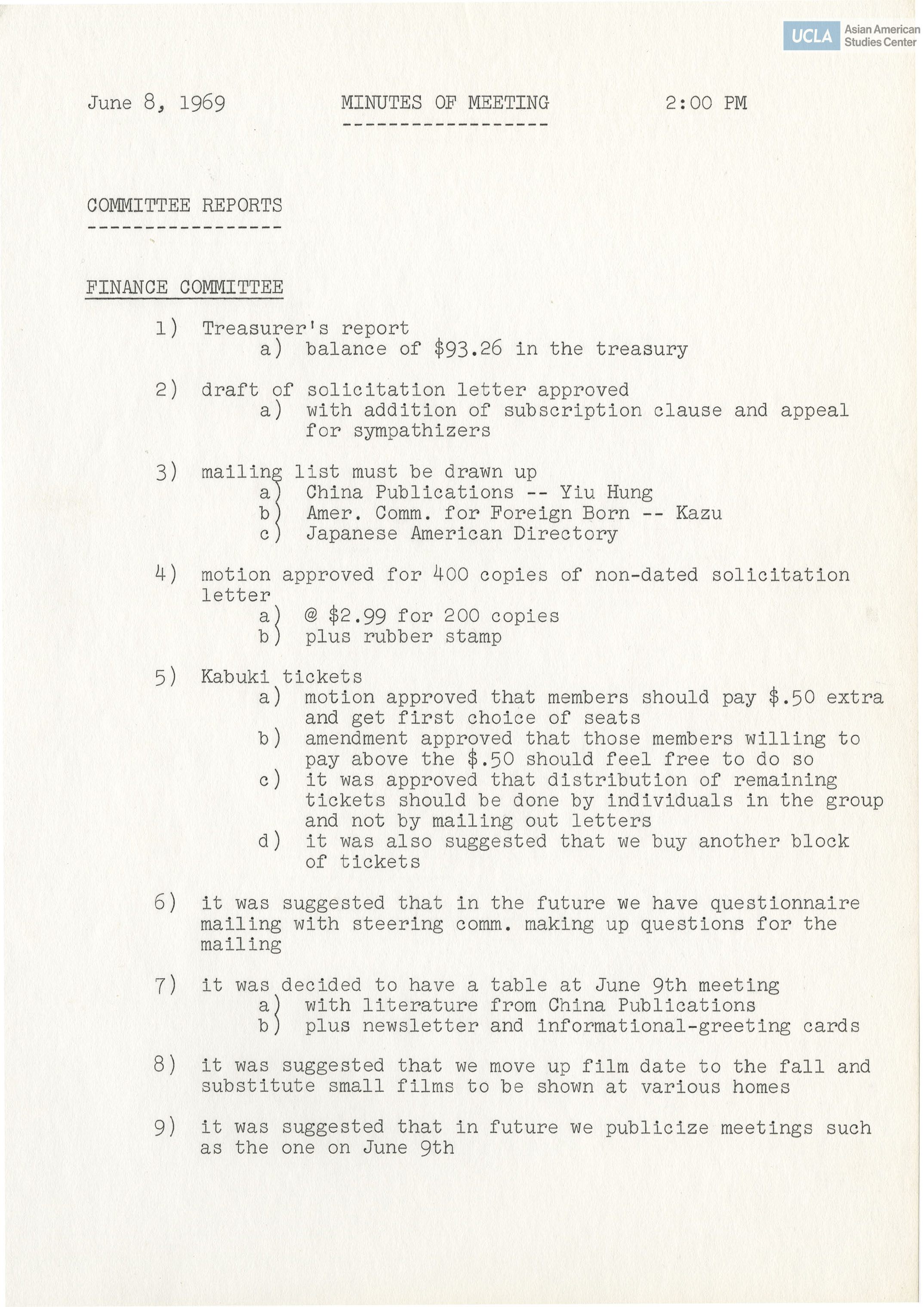 Meeting notes with included agenda topics: 