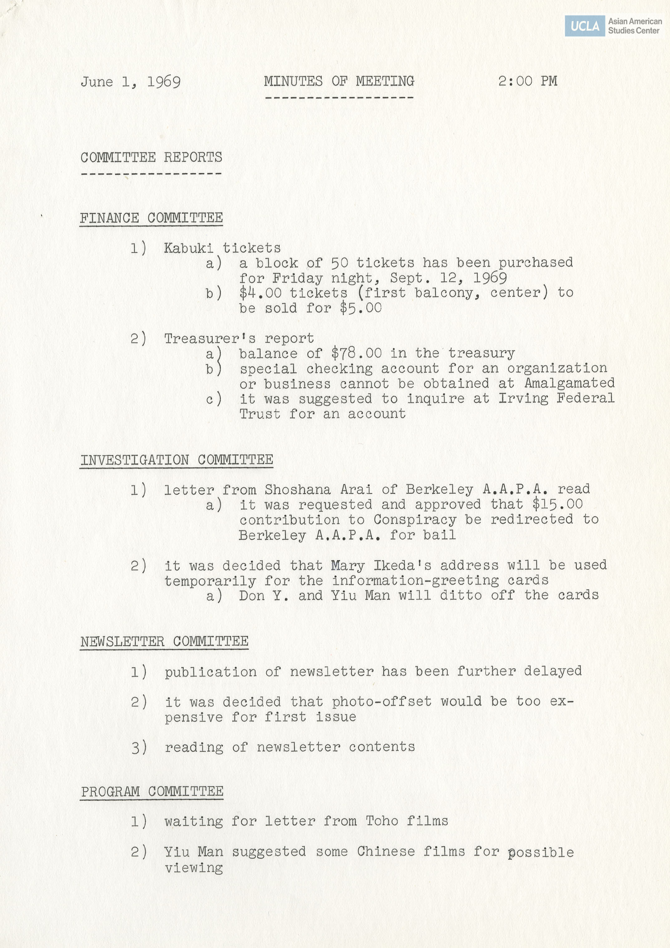 Meeting notes with included agenda topics: 