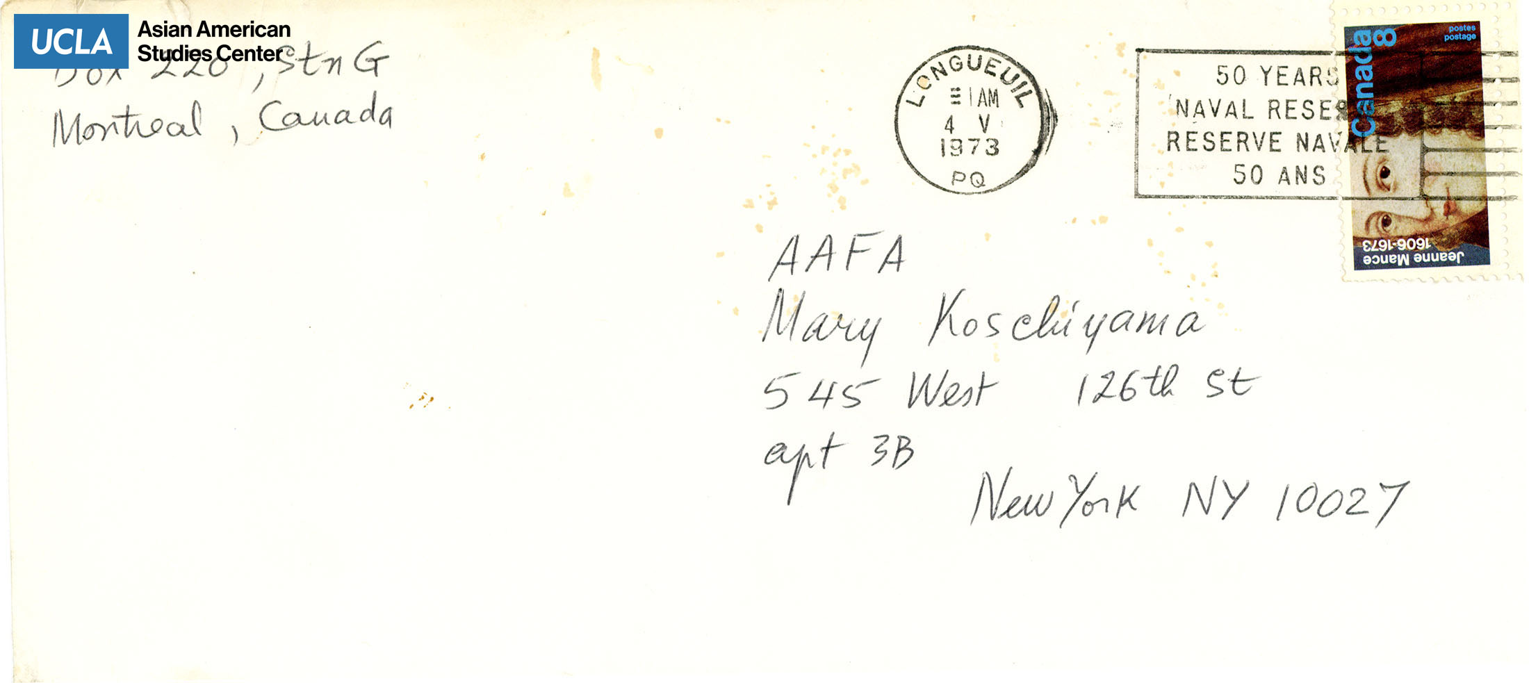 Letter addressed to Yuri. Postmarked on 1973.