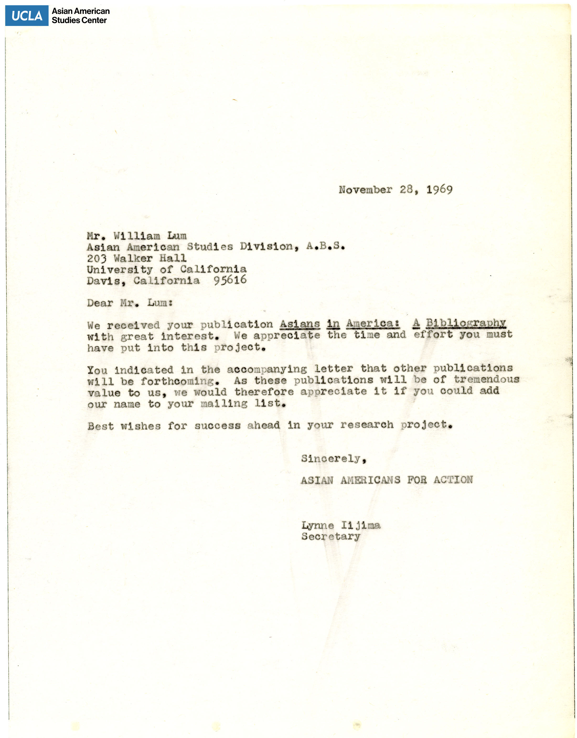 Letter receiving the 