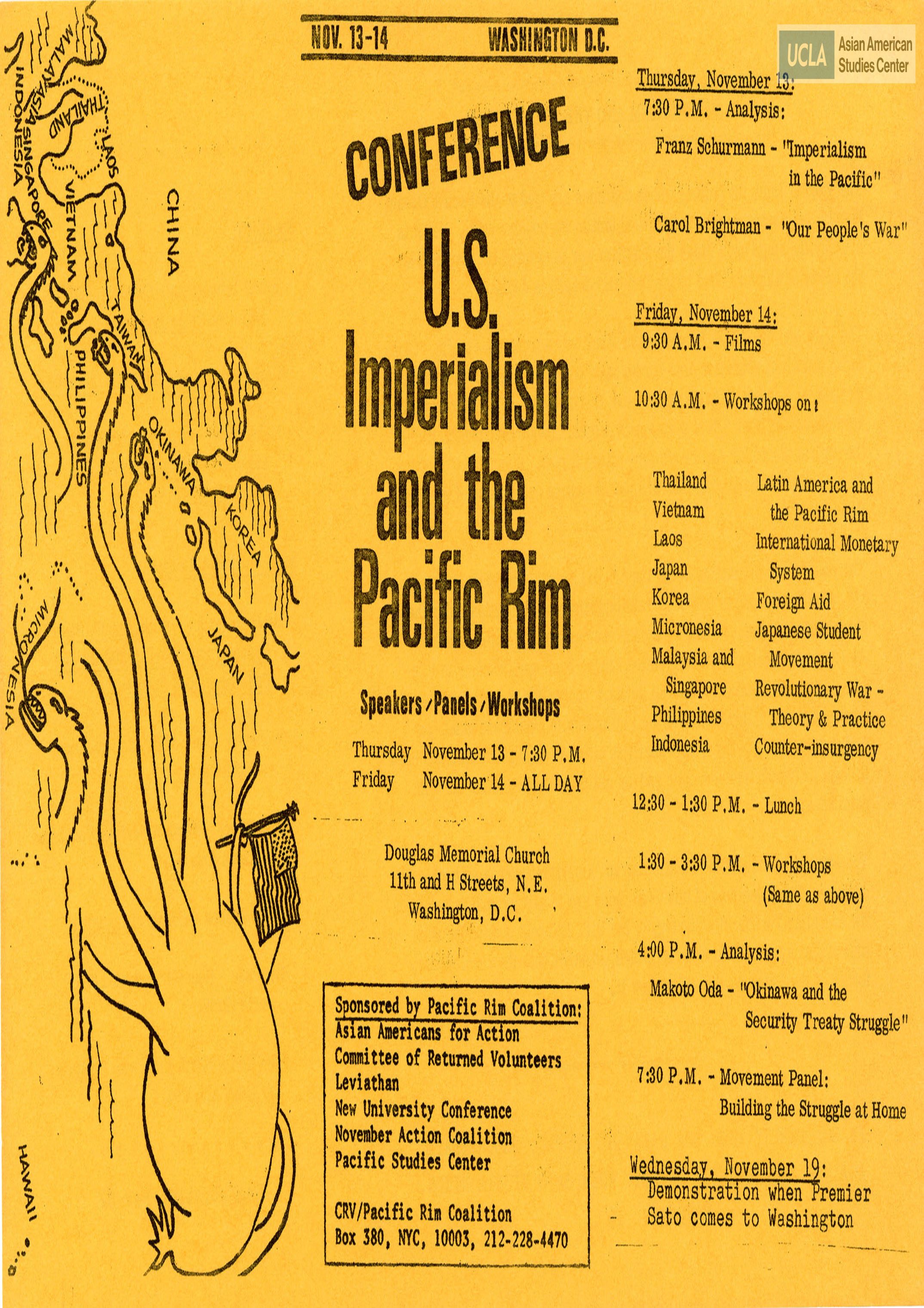 Flyer regarding a conference of U.S. Imperialism and the Pacific Rim.
