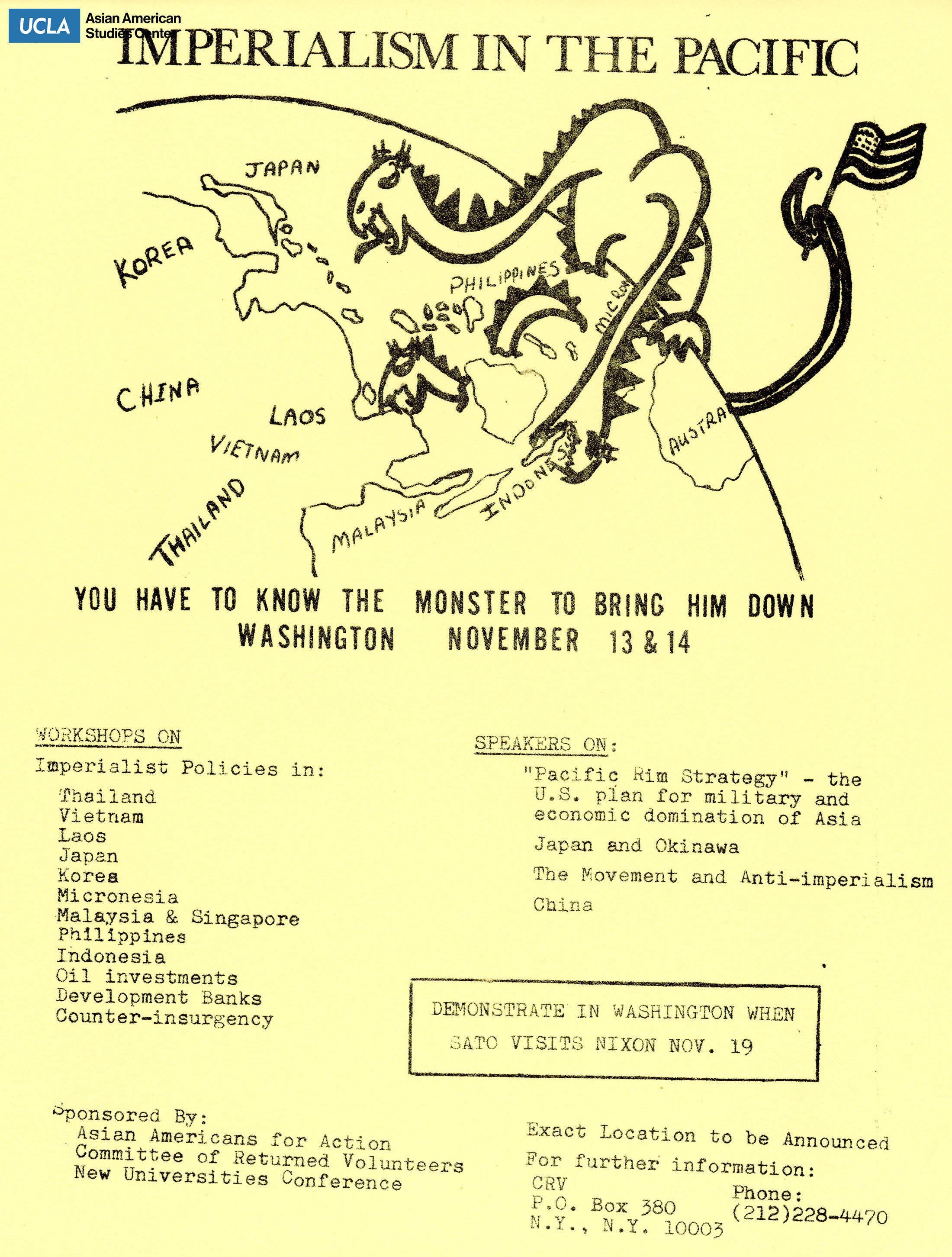 Flyer regarding a conference of U.S. Imperialism and the Pacific Rim.