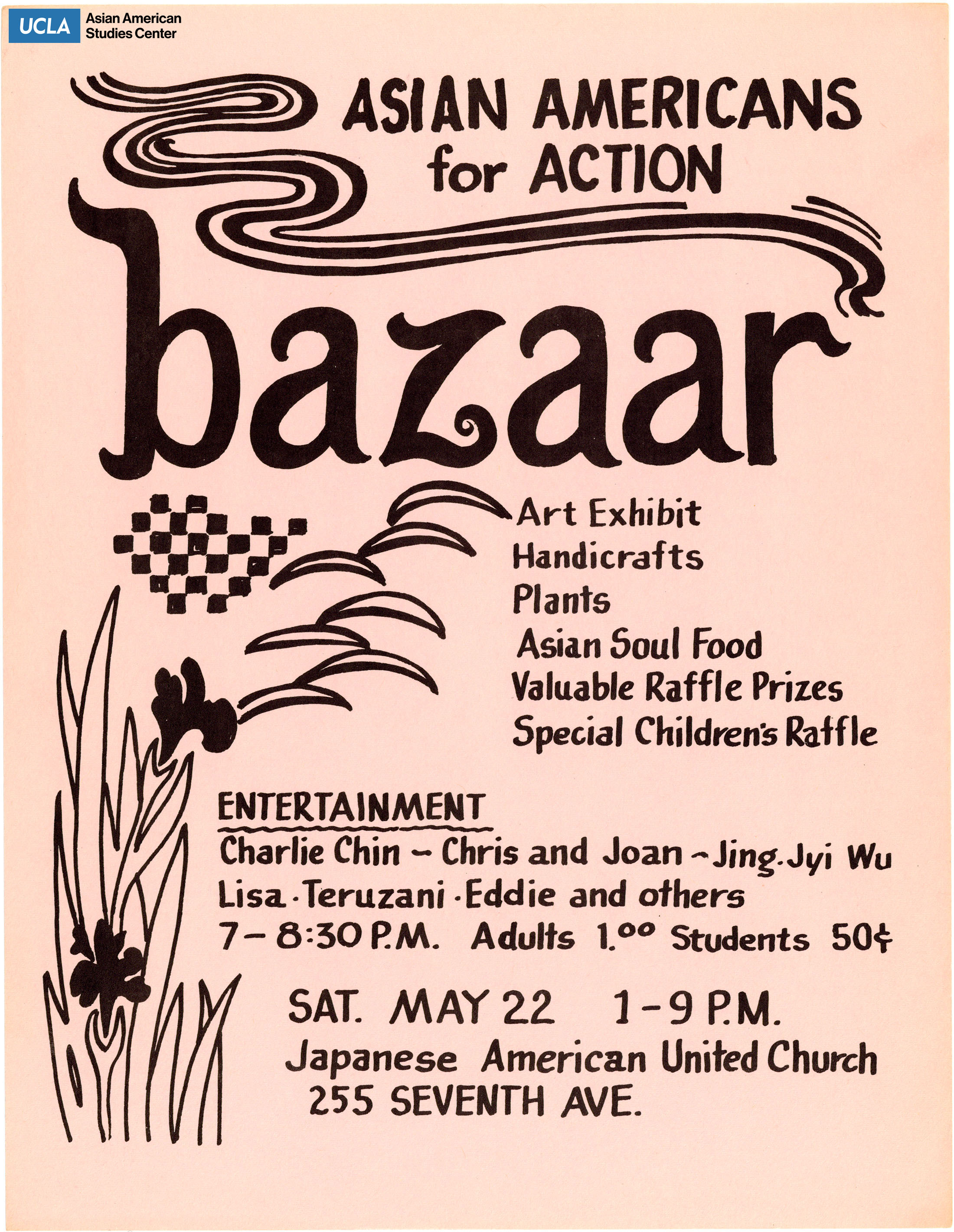 Flyer regarding the Asian Americans for Action bazaar.