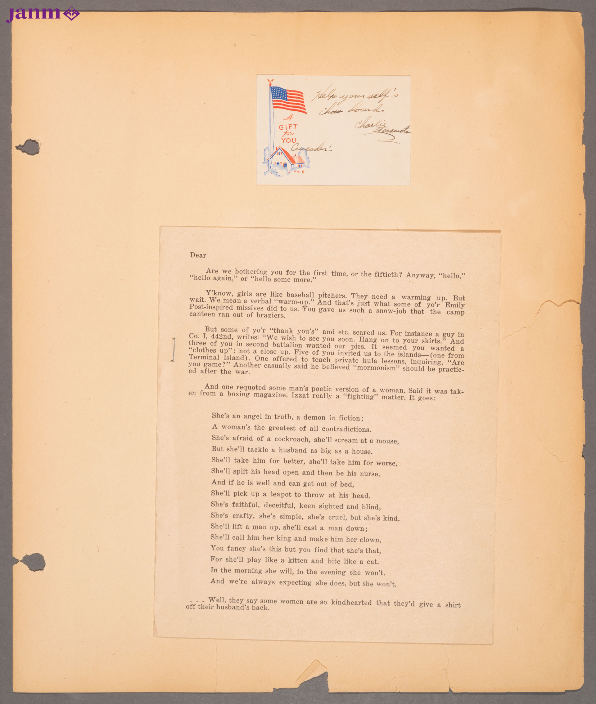 Three envelopes from soldiers.