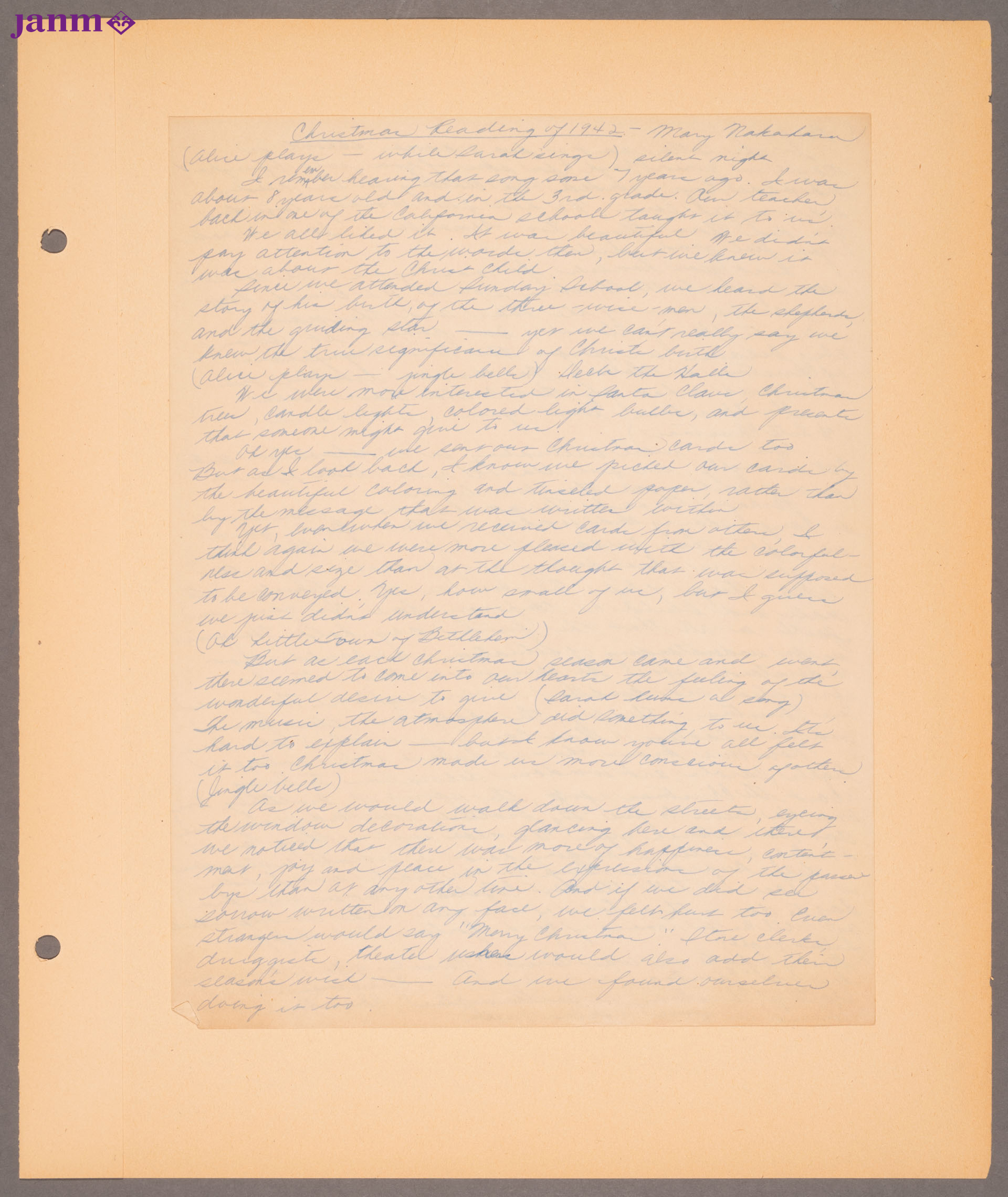 42r: 2-sided handwritten document by Mary Nakahara, entitled: 