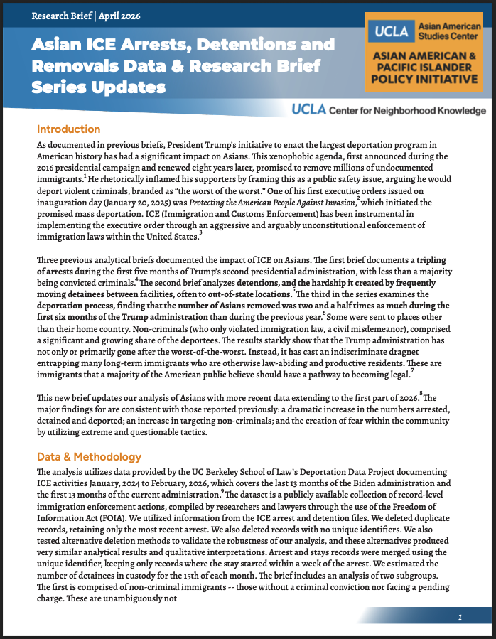 Asian ICE Arrests, Detentions and Removals Data & Research Brief